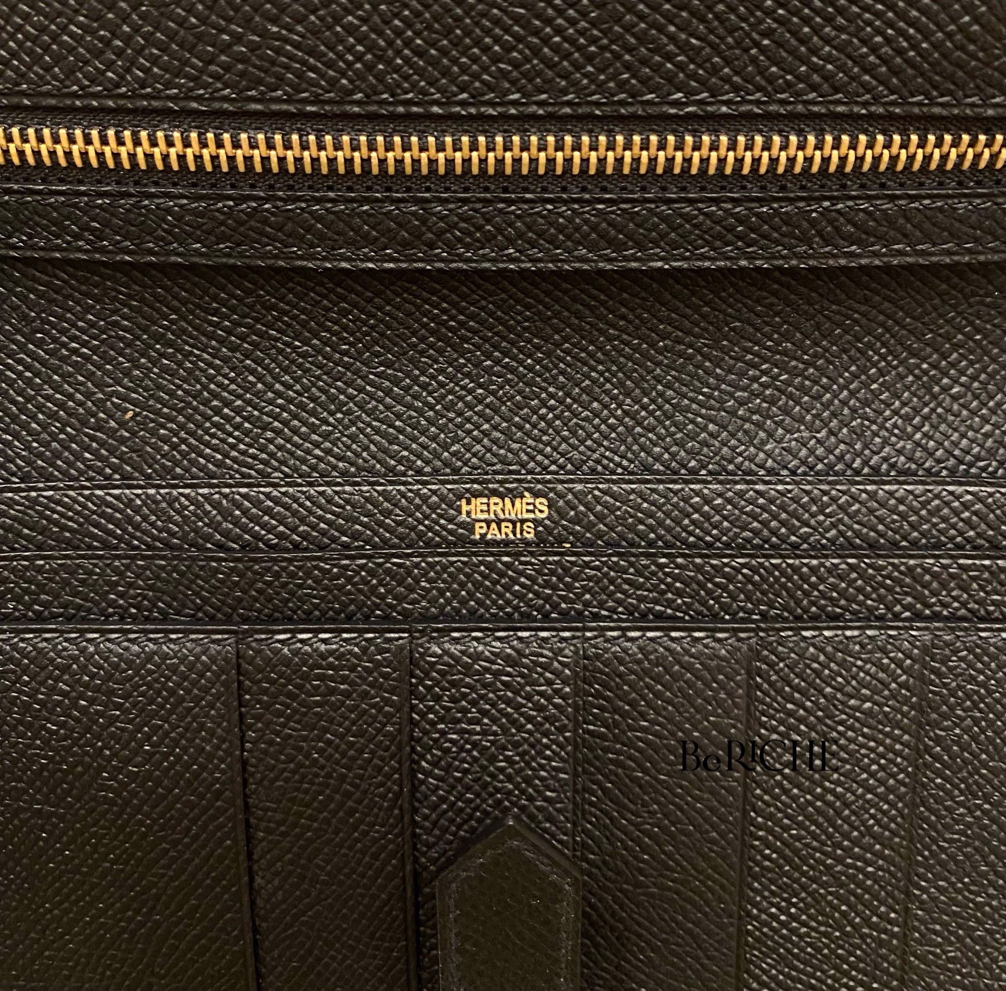 Hermes Bearn Long Wallet Black RGHW