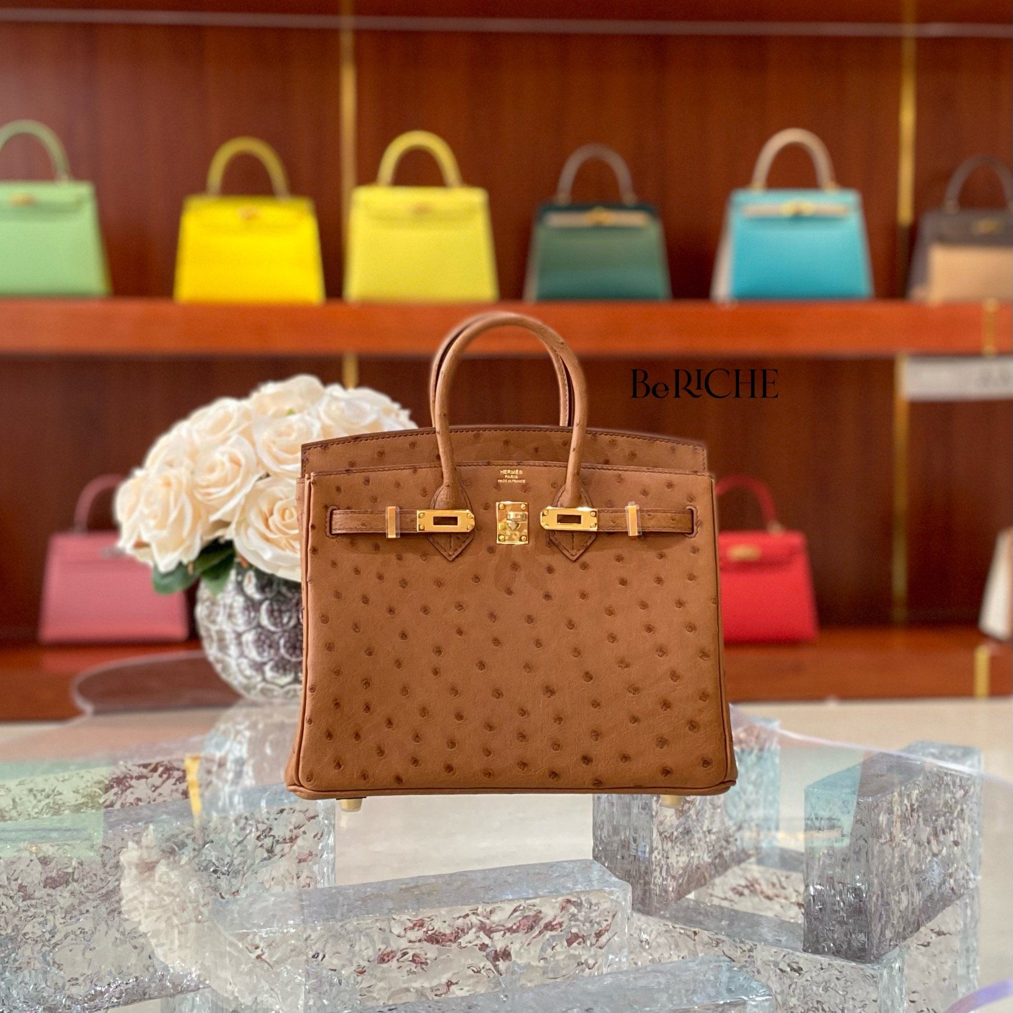 Birkin B25 Ostrich Cognac GHW