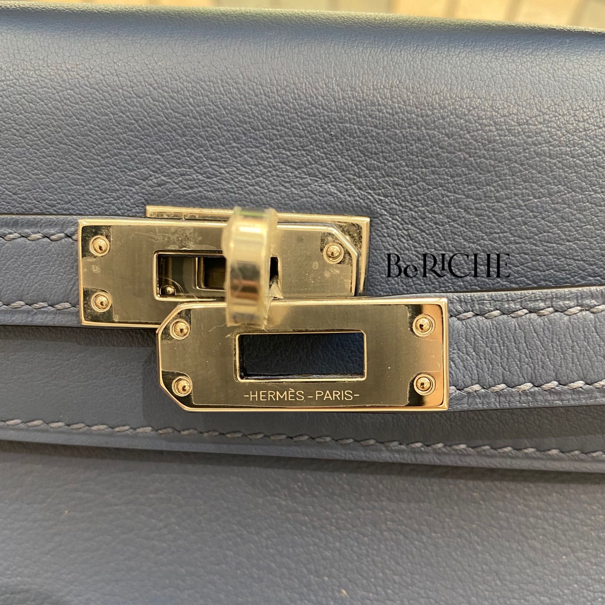 Kelly Pochette KP22 Swift Leather Bleu Agate PHW