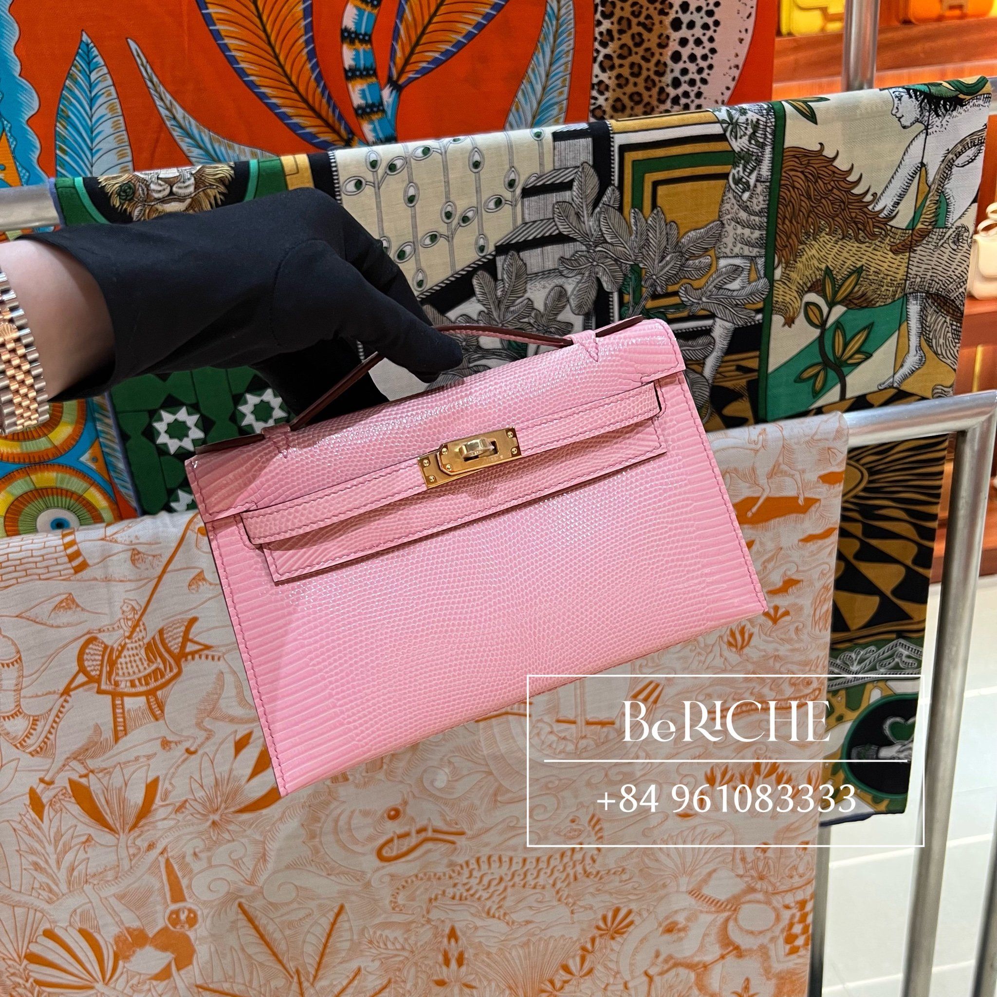 Kelly Pochette KP22 Lizard Pink GHW