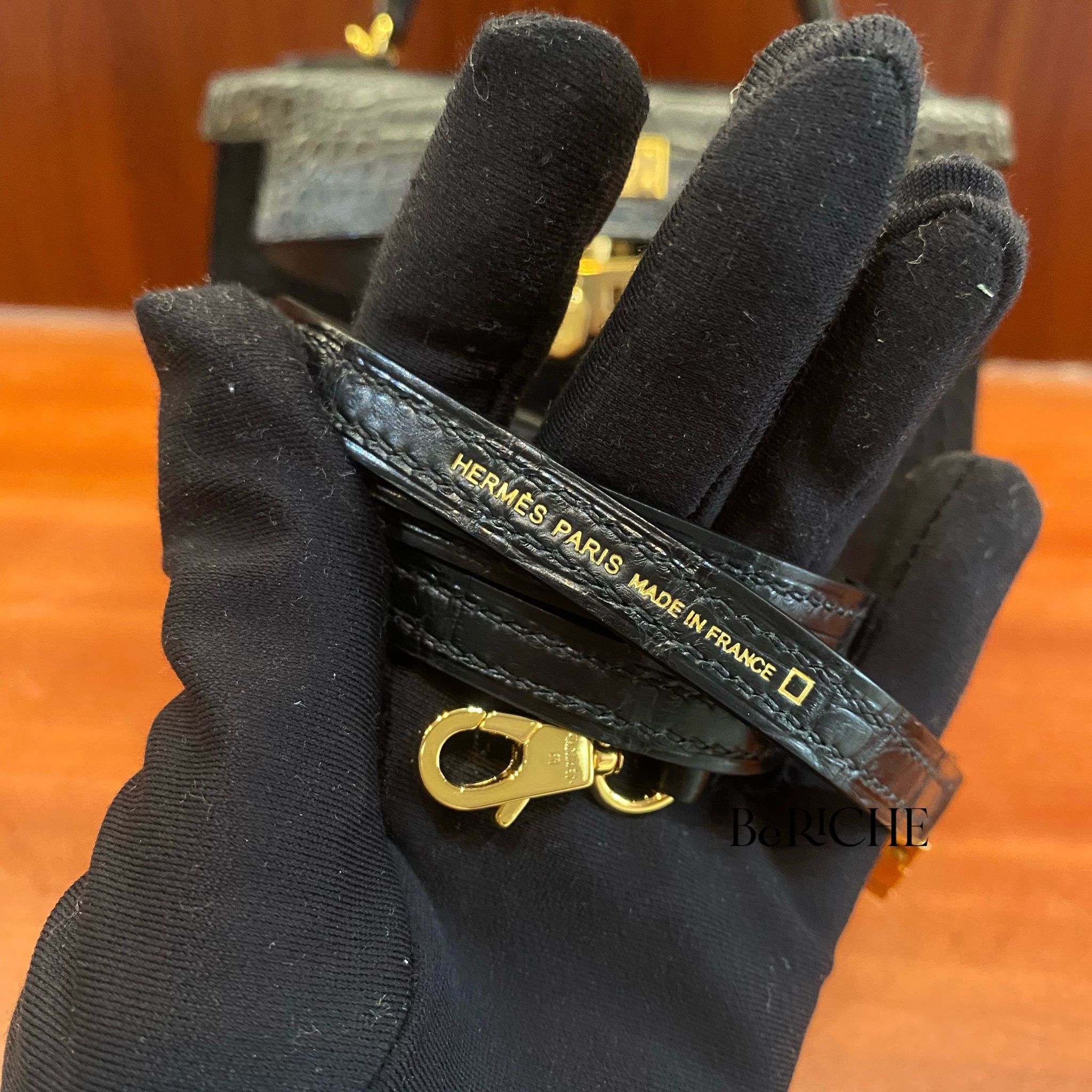 Kelly Mini K20 Crocodile Alligator Black Ghw