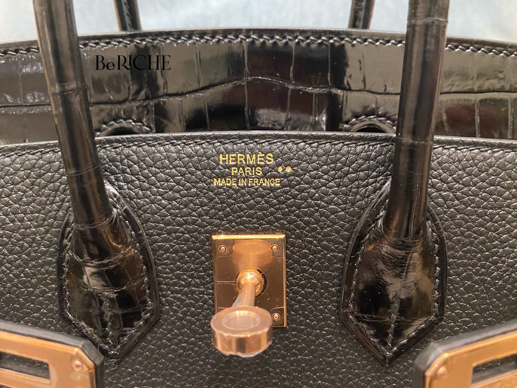 Birkin B25 Touch Togo/Crocodile Noir Black RGHW