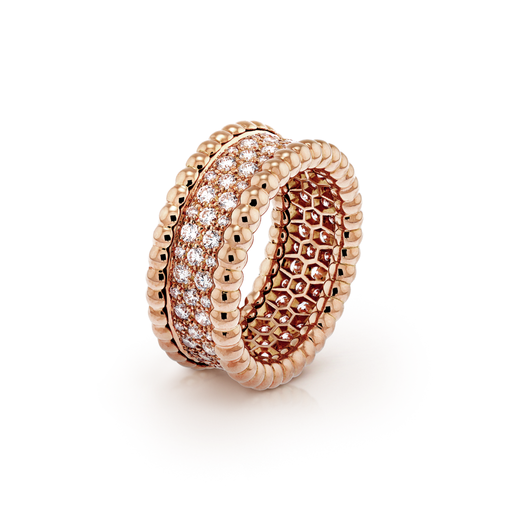 VCA Perlée diamonds ring, 3 rows