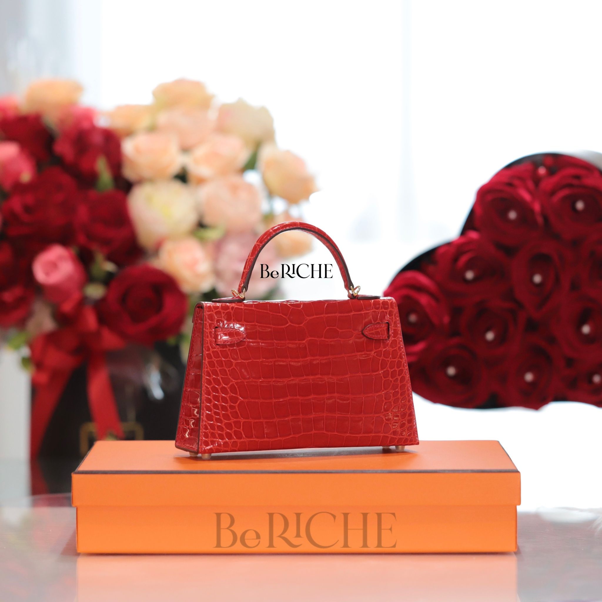 Kelly mini K20 Alligator Crocodile Rouge De Coeur GHW