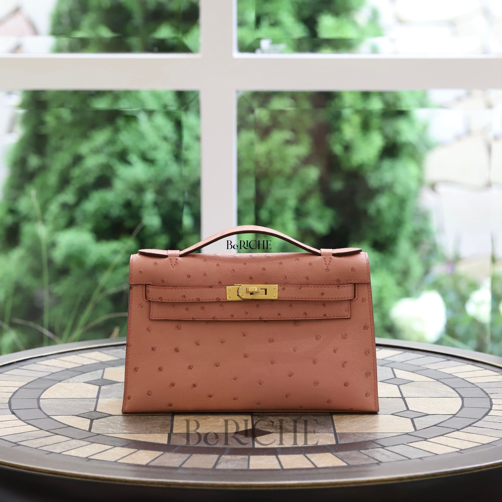 Kelly Pochette KP22 Ostrich Terre Cuite