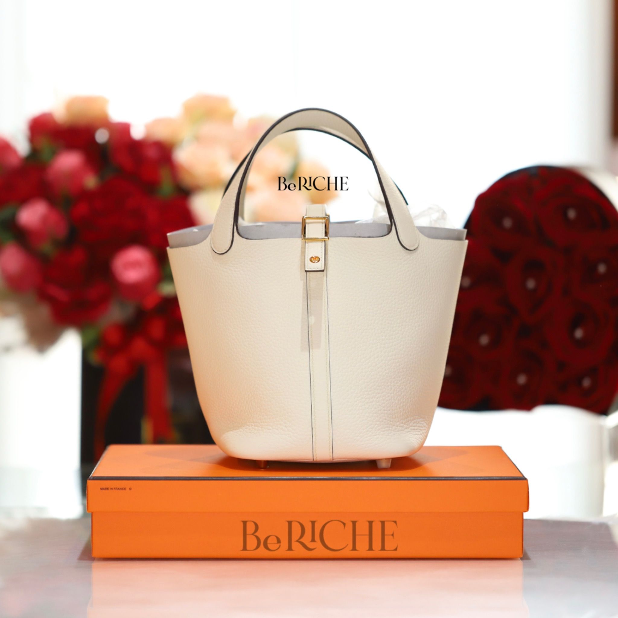 Picotin P18 Clemence Leather Nata GHW