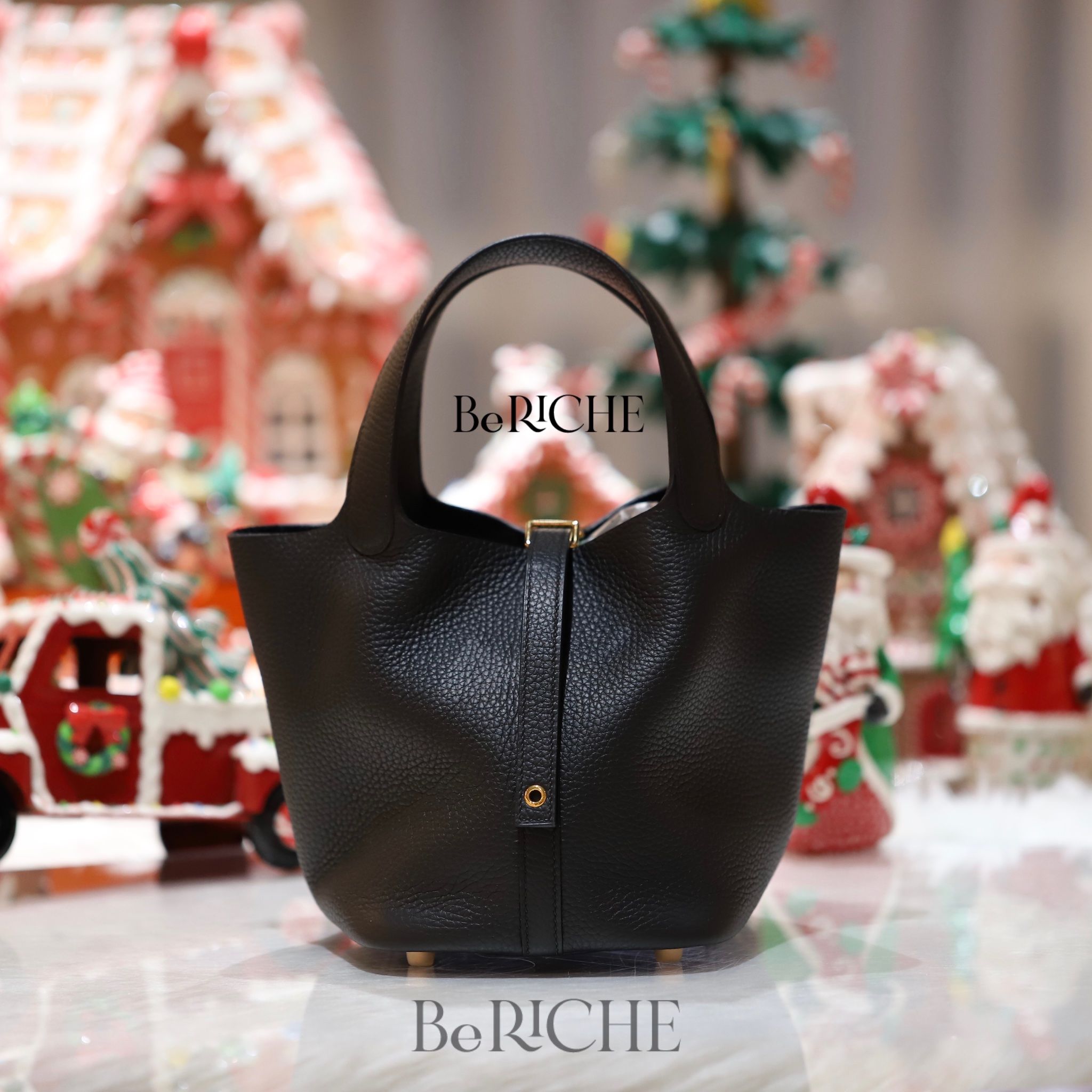 Picotin P18 Clemence Leather Black GHW