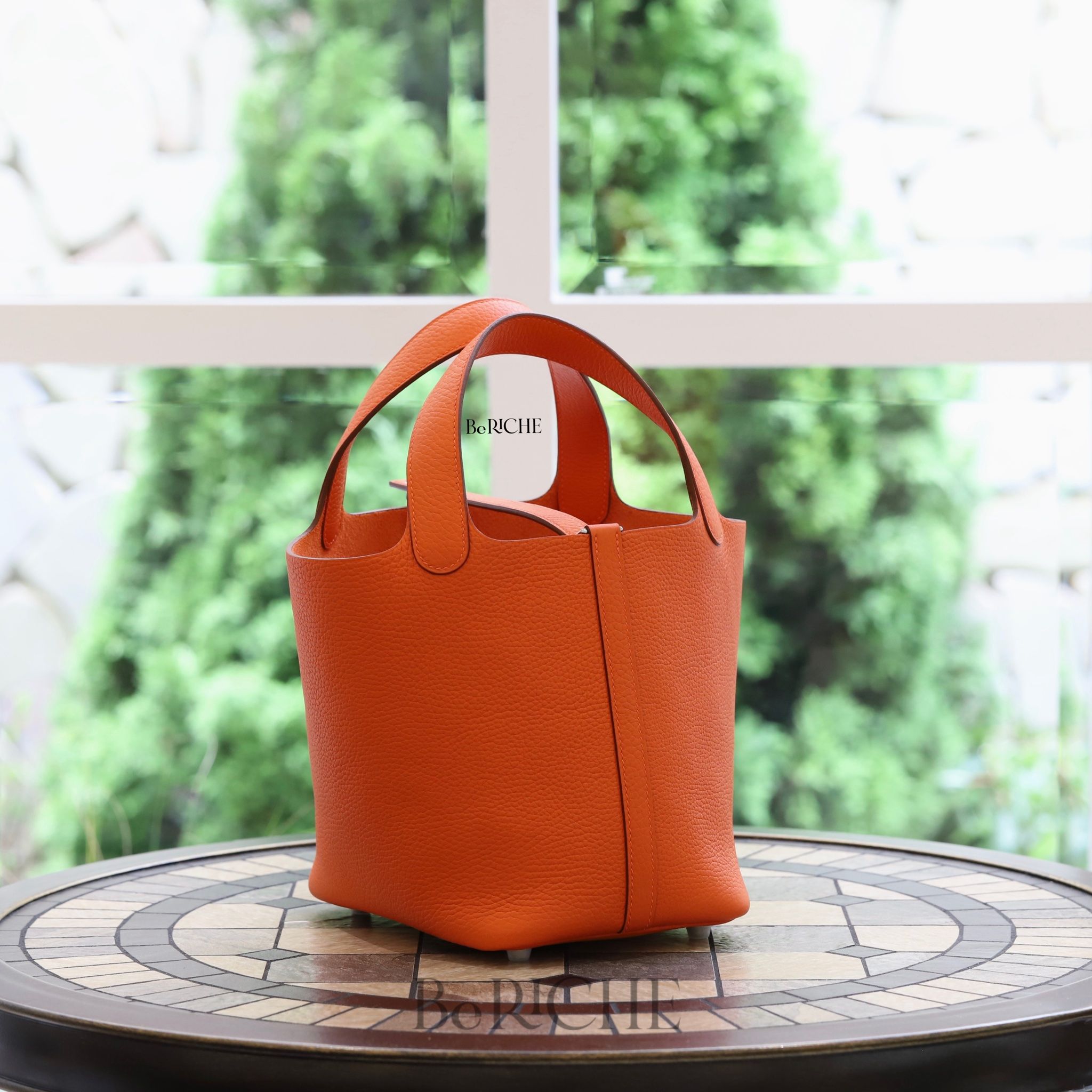 Picotin P18 Clemence Leather Feu Orange PHW