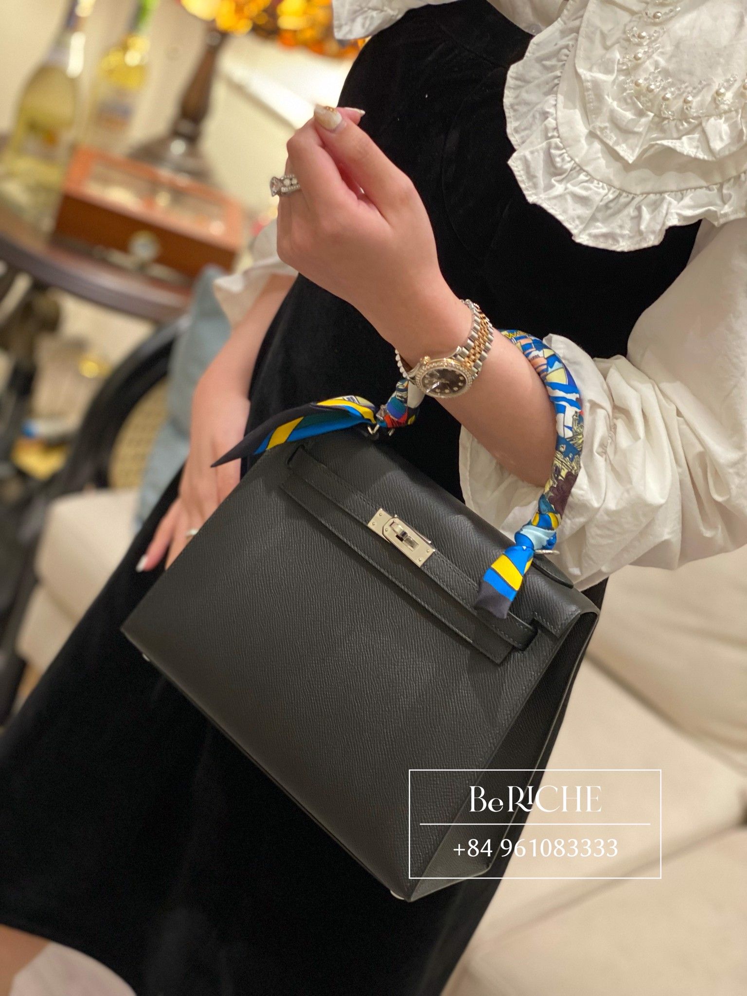 Kelly K25 Epsom Noir Black PHW