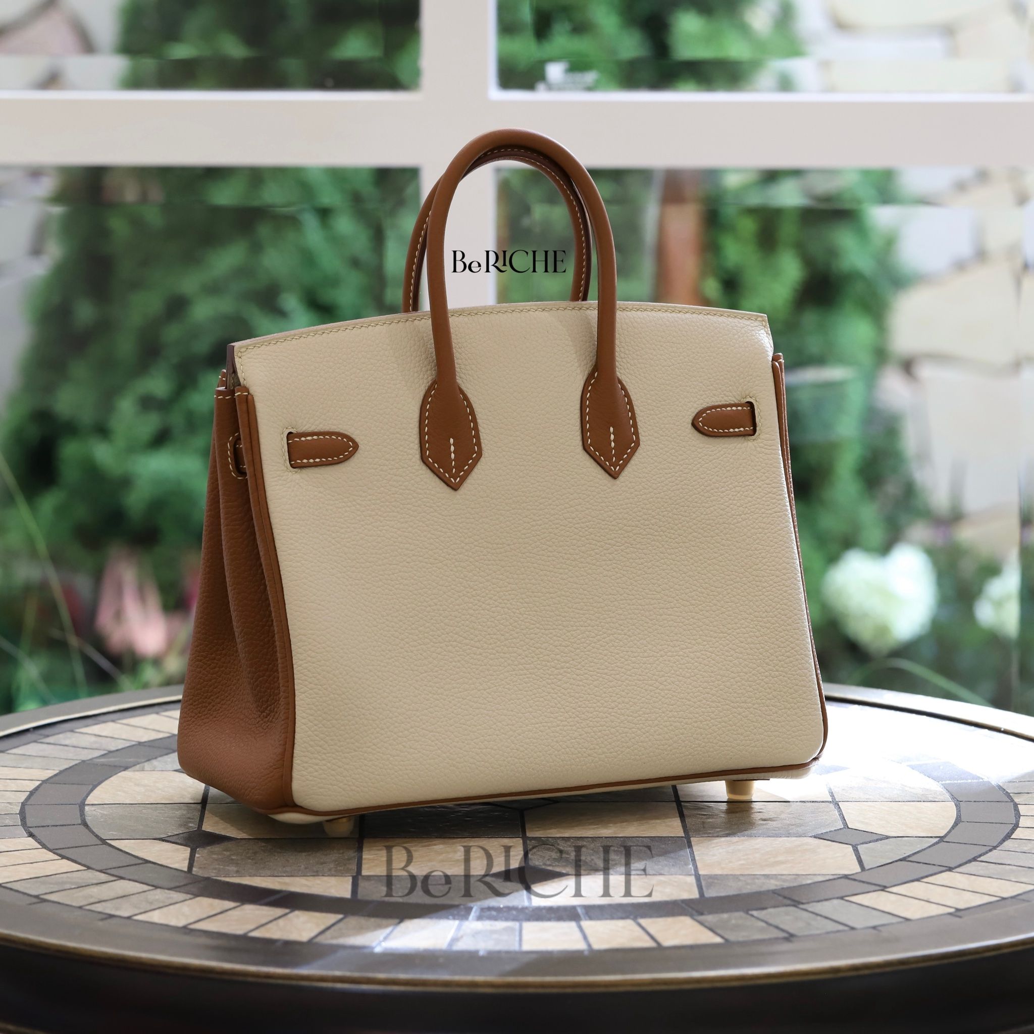 Birkin HSs B25 Togo Bicolor Craie / Gold Brushed GHW