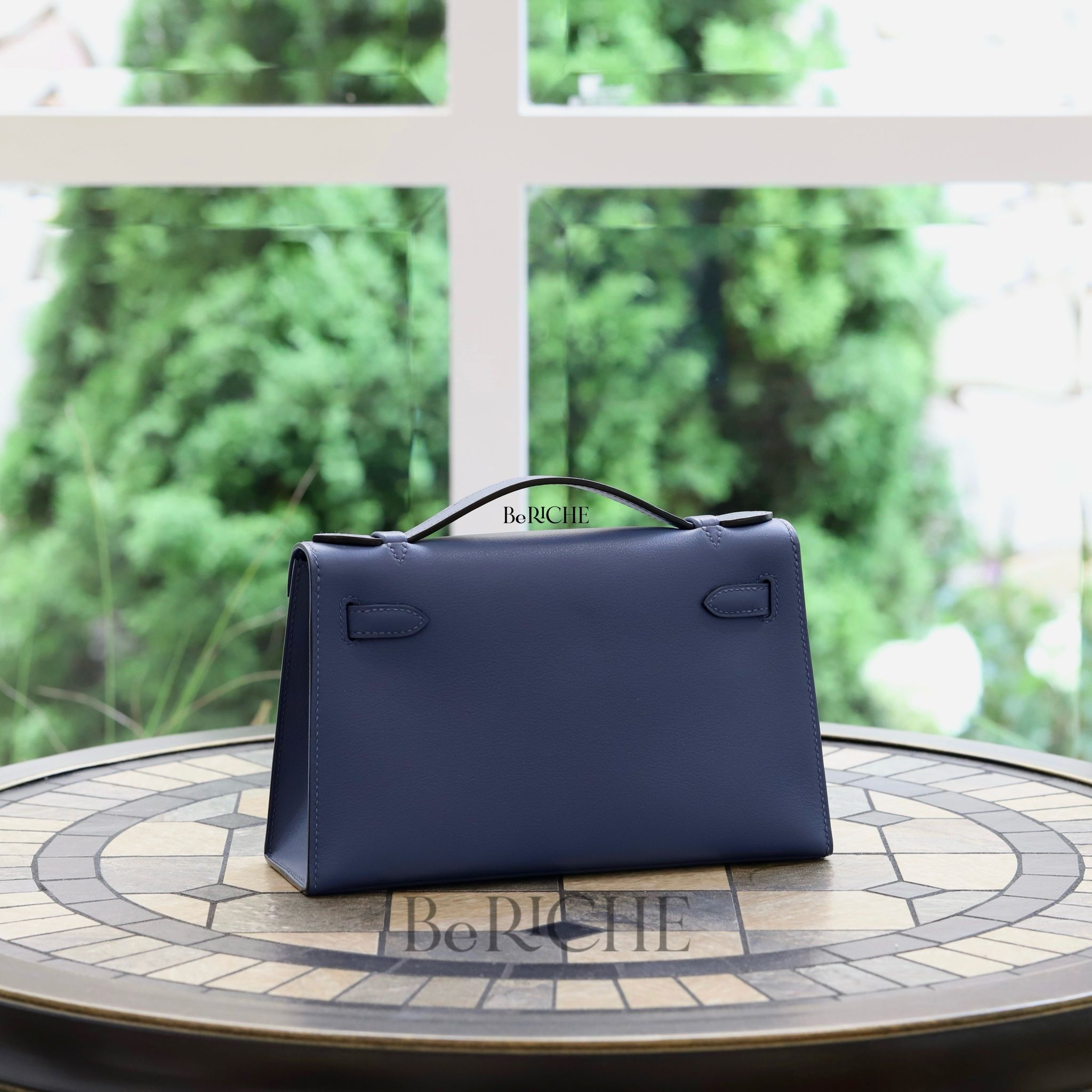 Kelly Pochette KP22 Swift Leather Bleu Agate PHW