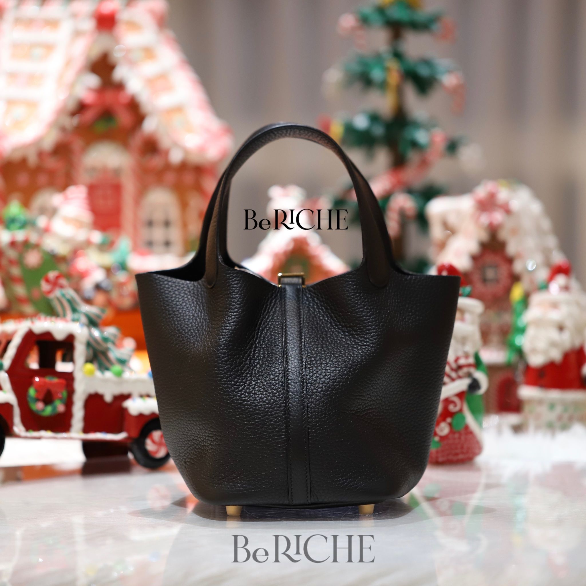 Picotin P18 Clemence Leather Black GHW