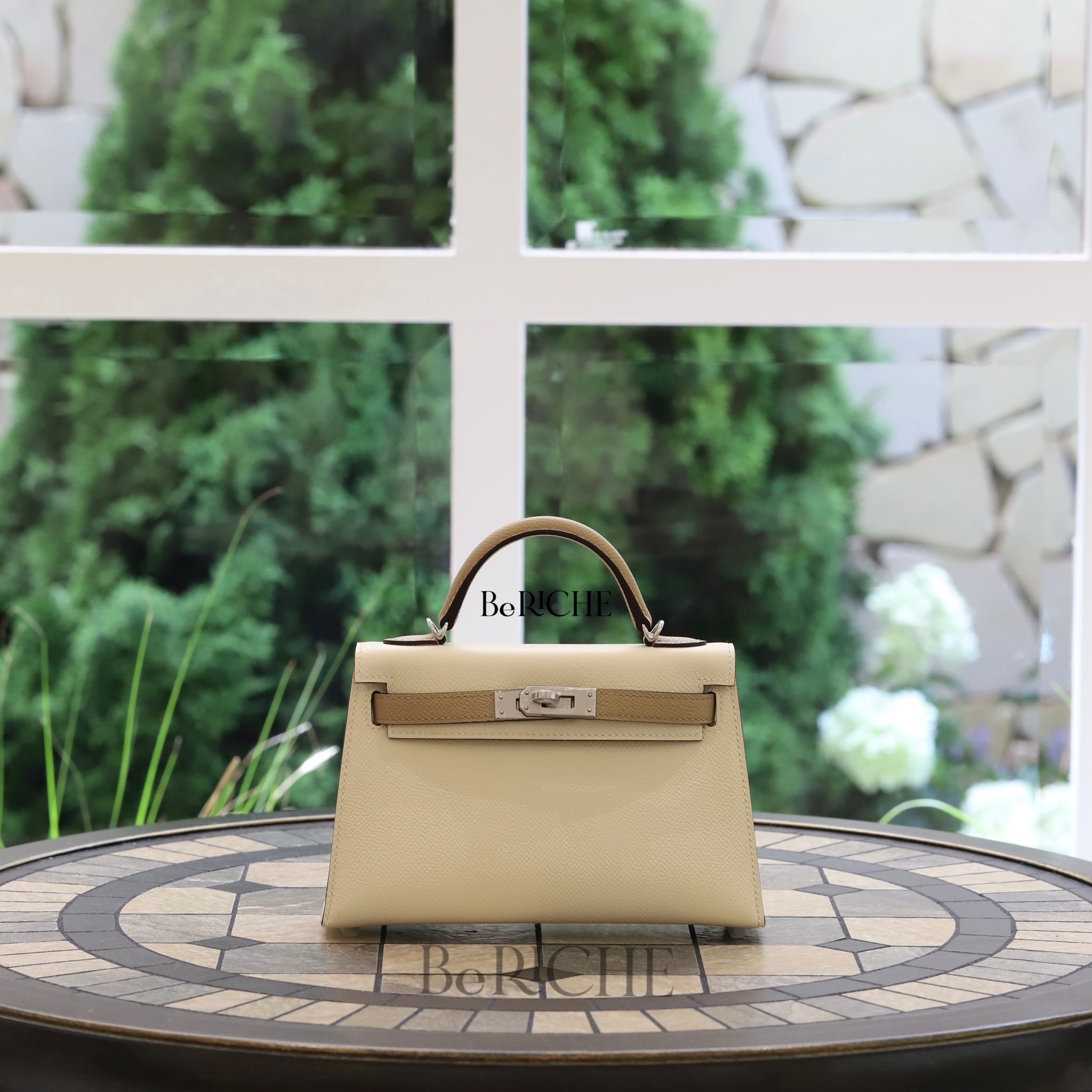 Kelly Mini Hss K20 Epsom Bicolor Carie/ Chai PHW