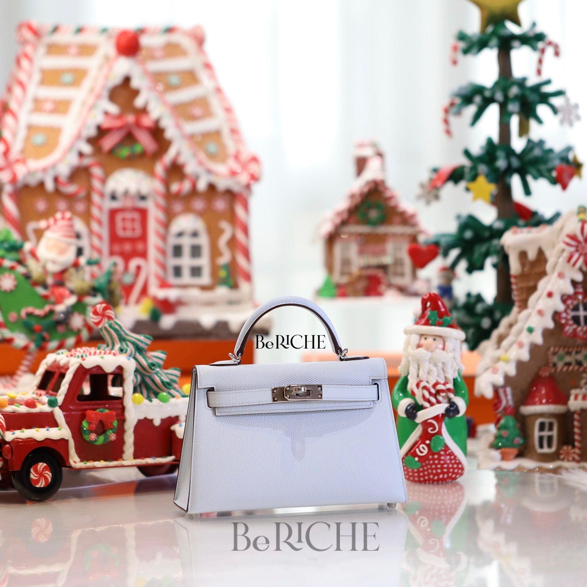 Kelly Mini Epsom Bleu Brume PHW