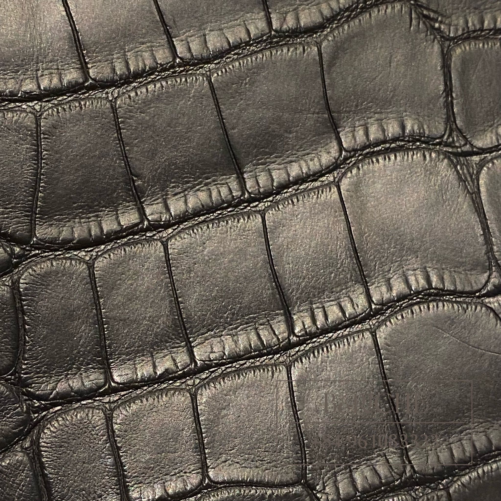Birkin B25 Crocodile Matte Alligator Noir Black GHW