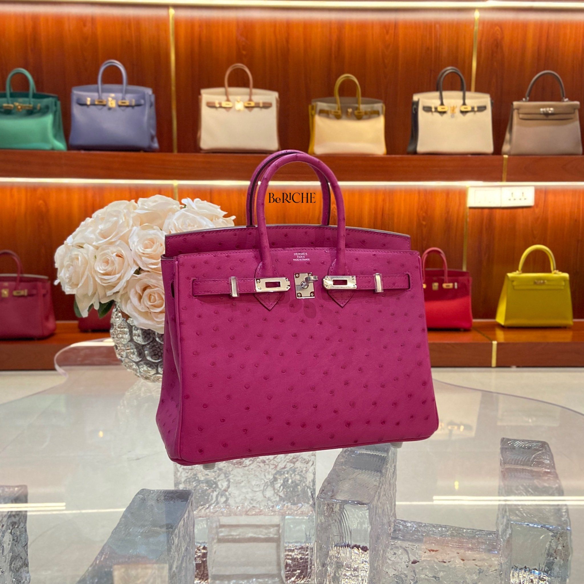 Birkin B25 Otrich Fuchsia PHW