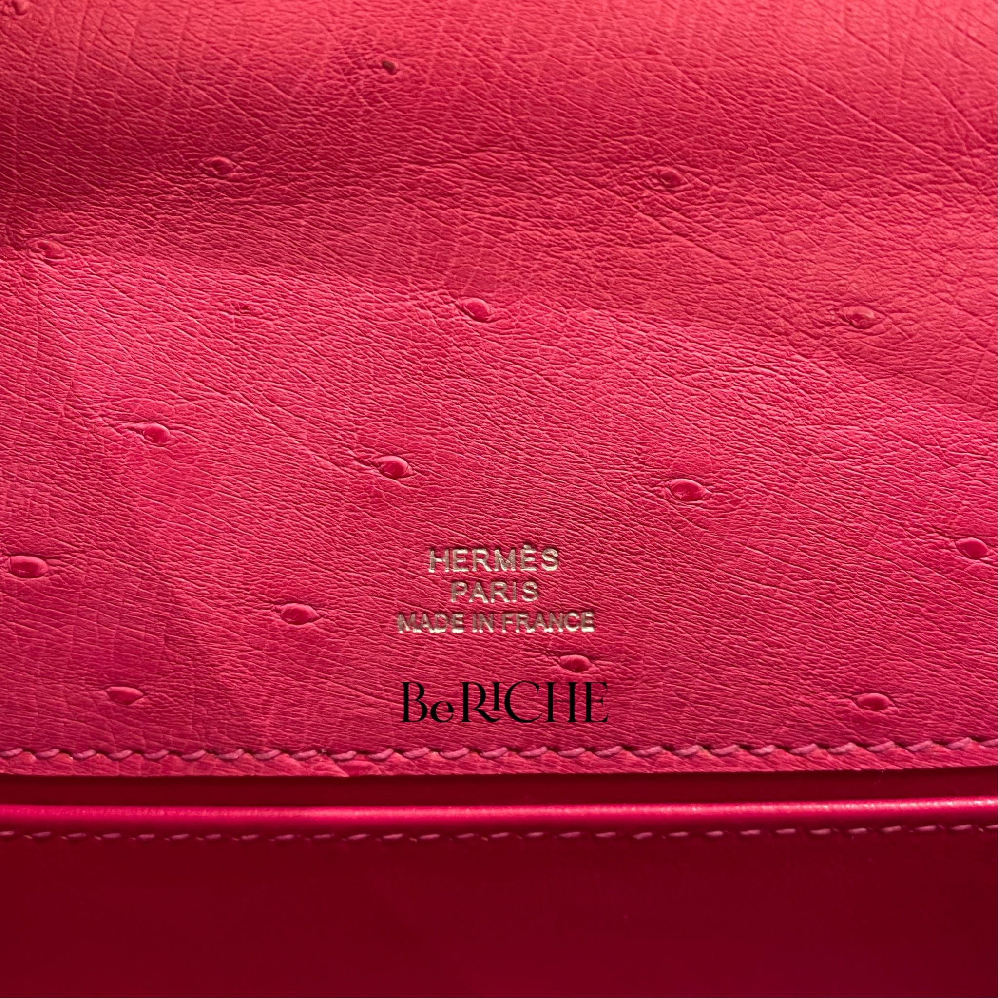 Kelly Pochette KP22 Ostrich Rose Tyrien