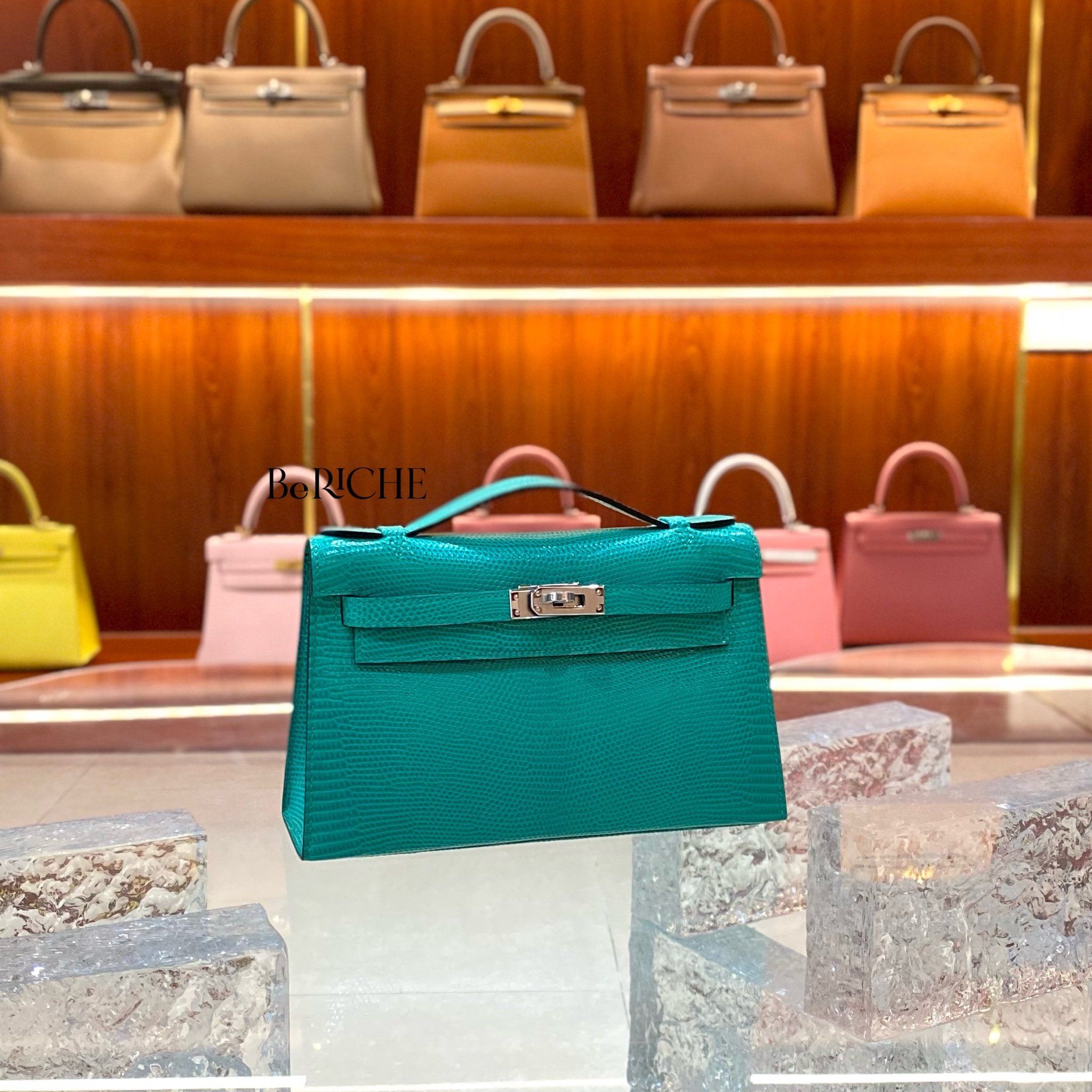 Kelly Pochette KP22 Lizard Menthe PHW