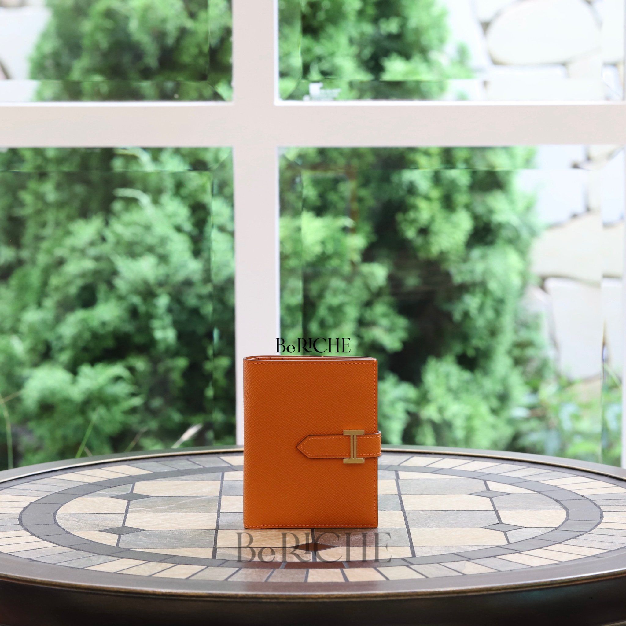 Hermes Wallet Bearn Compact Orange GHW