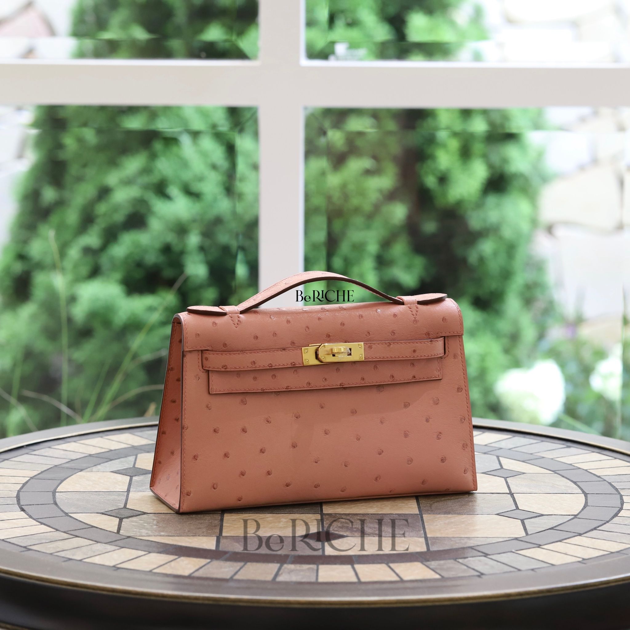 Kelly Pochette KP22 Ostrich Terre Cuite