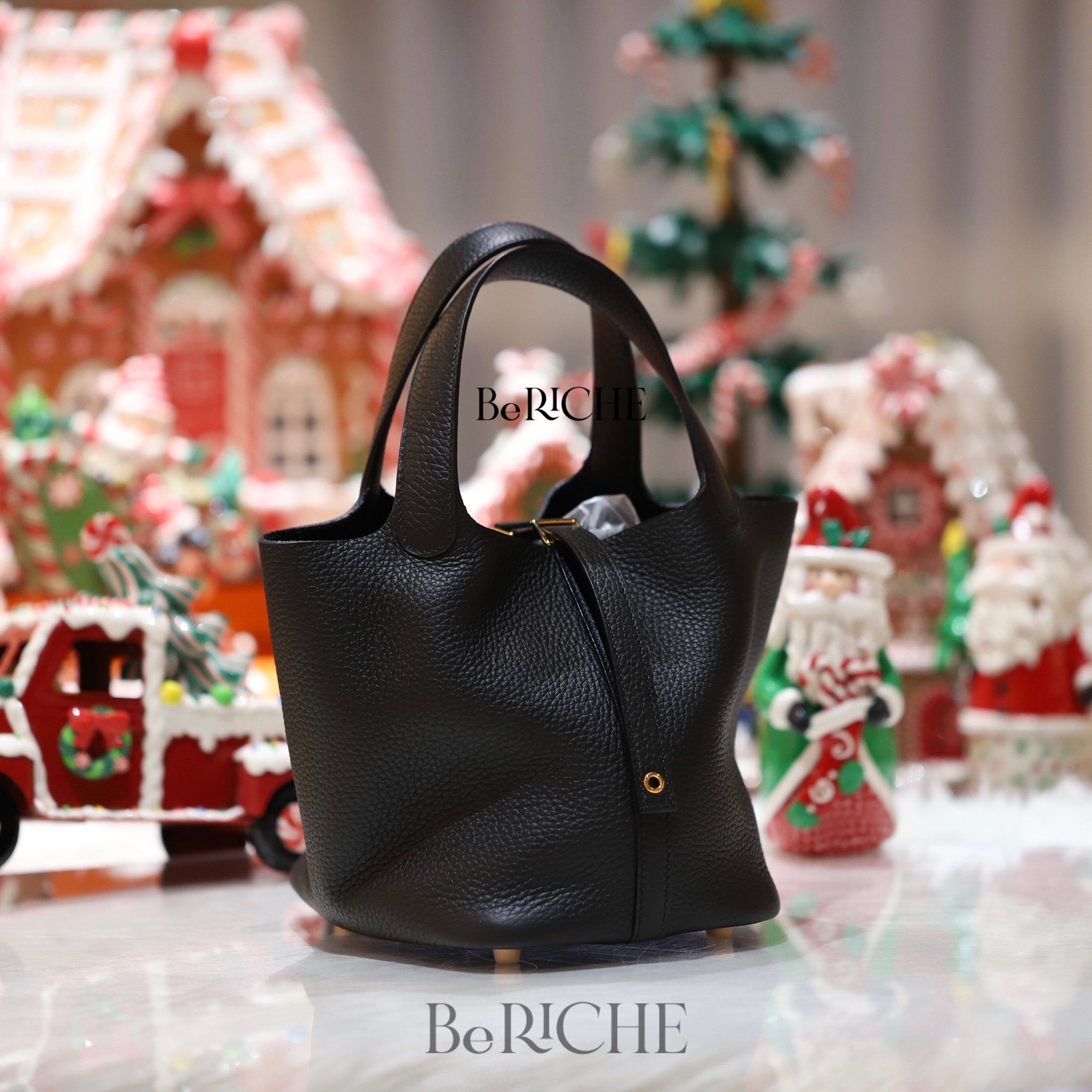 Picotin P18 Clemence Leather Black GHW