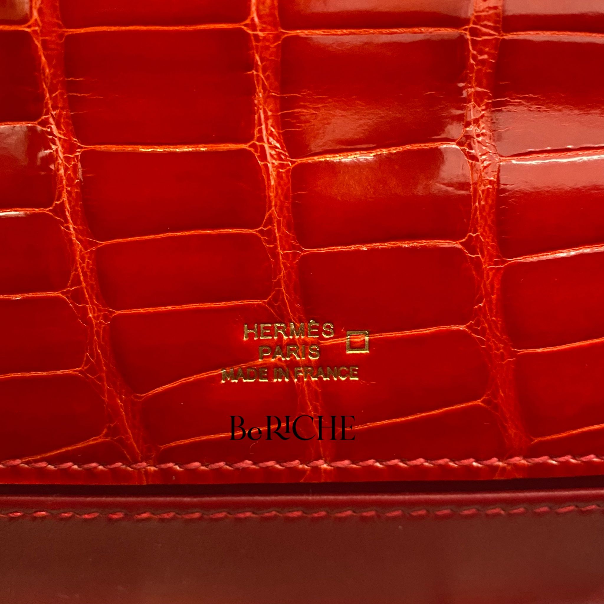 Kelly Pochette KP22 Crocodile Alligator Shinny Braise