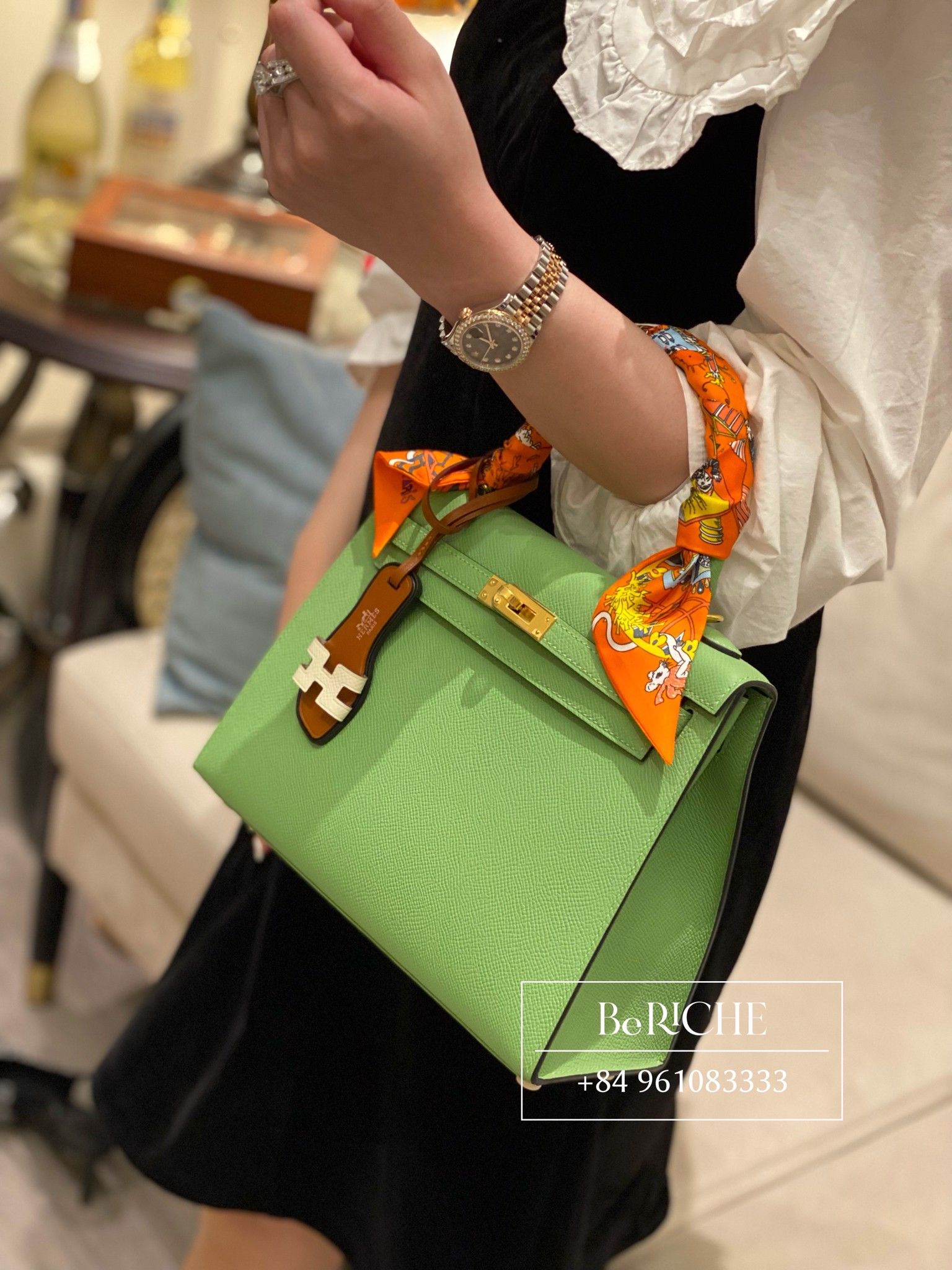 Kelly K25 Epsom Vert Criquet GHW