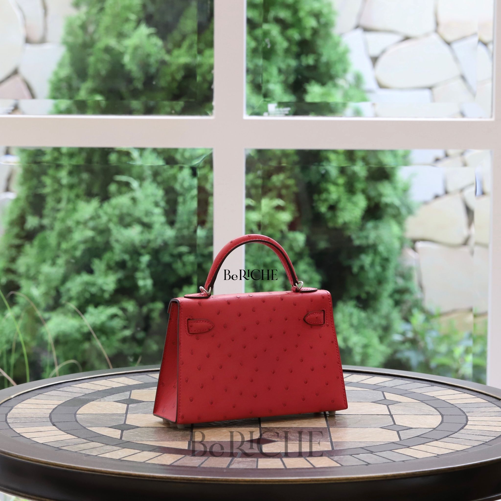 Kelly Mini K20 Ostrich Rose Tyrien PHW