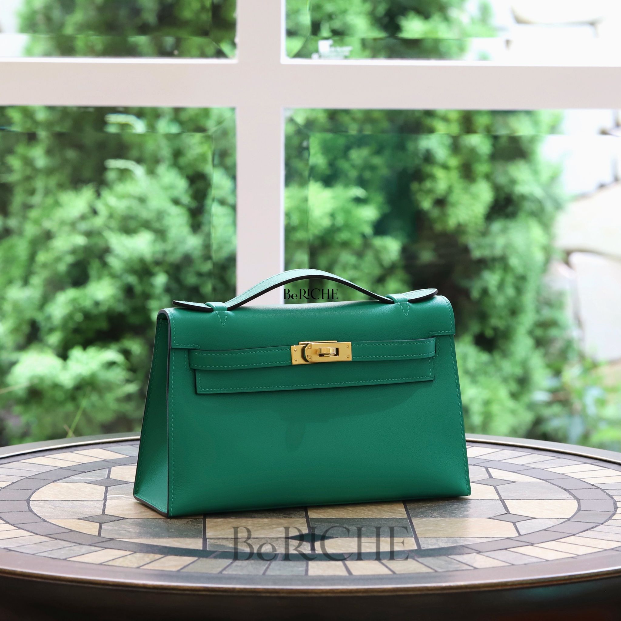 Kelly Pochette KP22 Swift Leather Menthe GHW