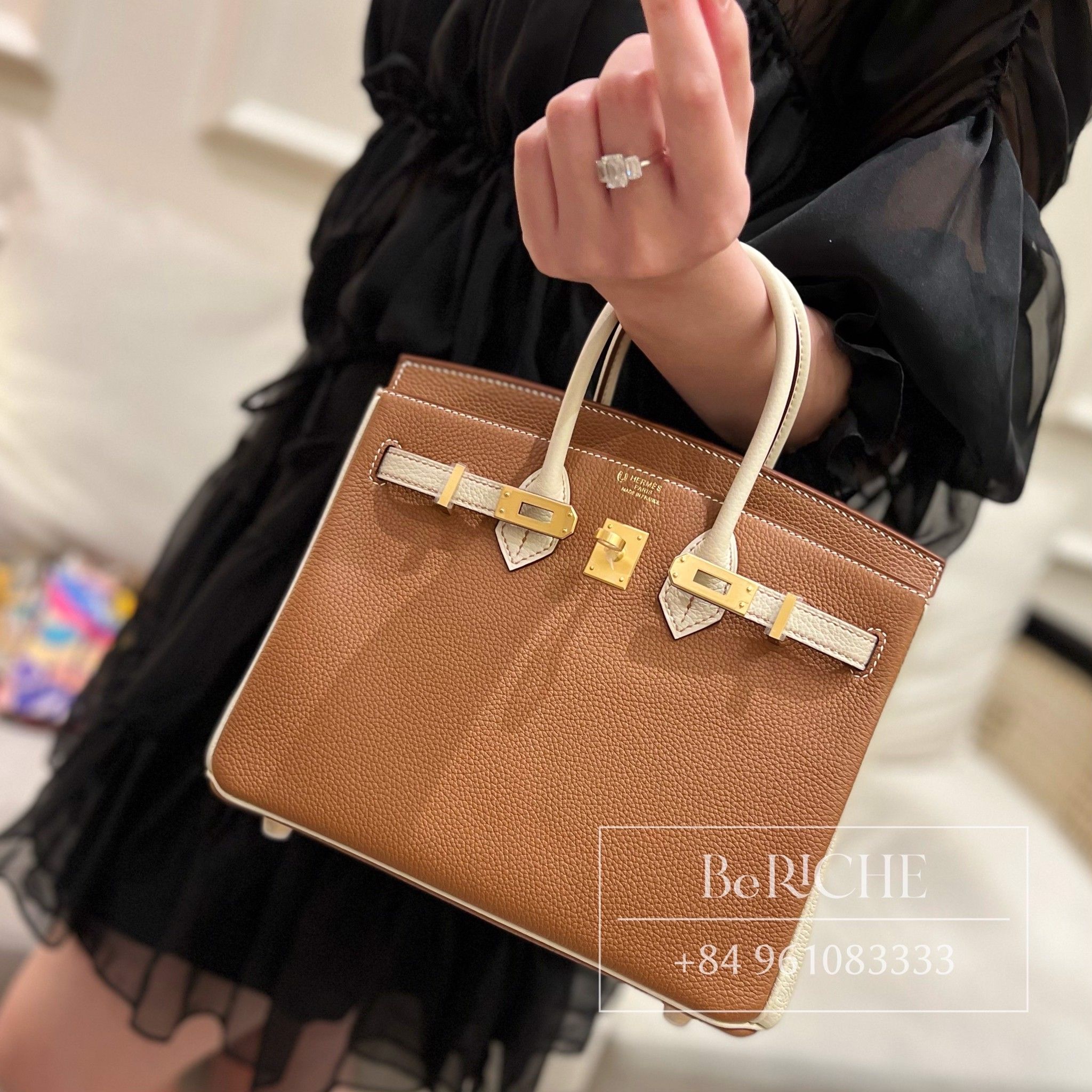 Birkin B25 Togo Bicolor Gold/ Craie Brushed GHW