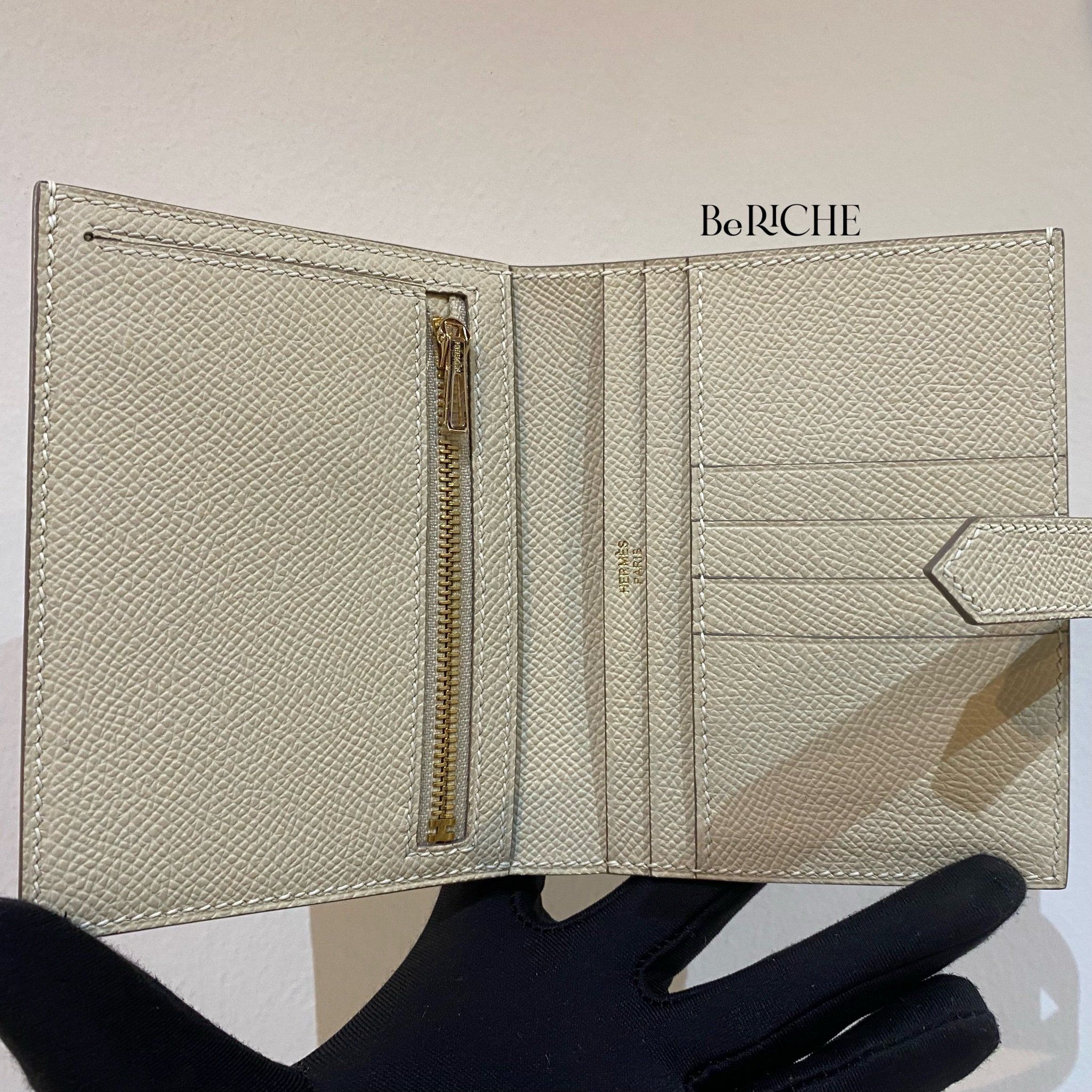 Hermes Wallet Bearn Compact Craie GHW