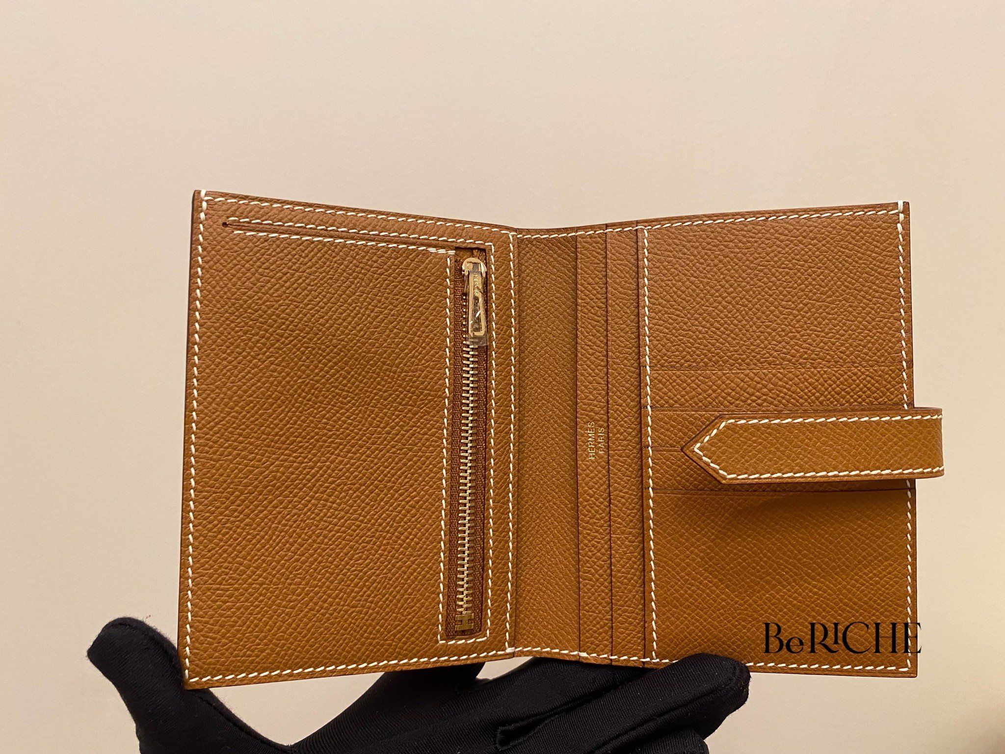 Hermes Wallet Bearn Compact Gold GHW