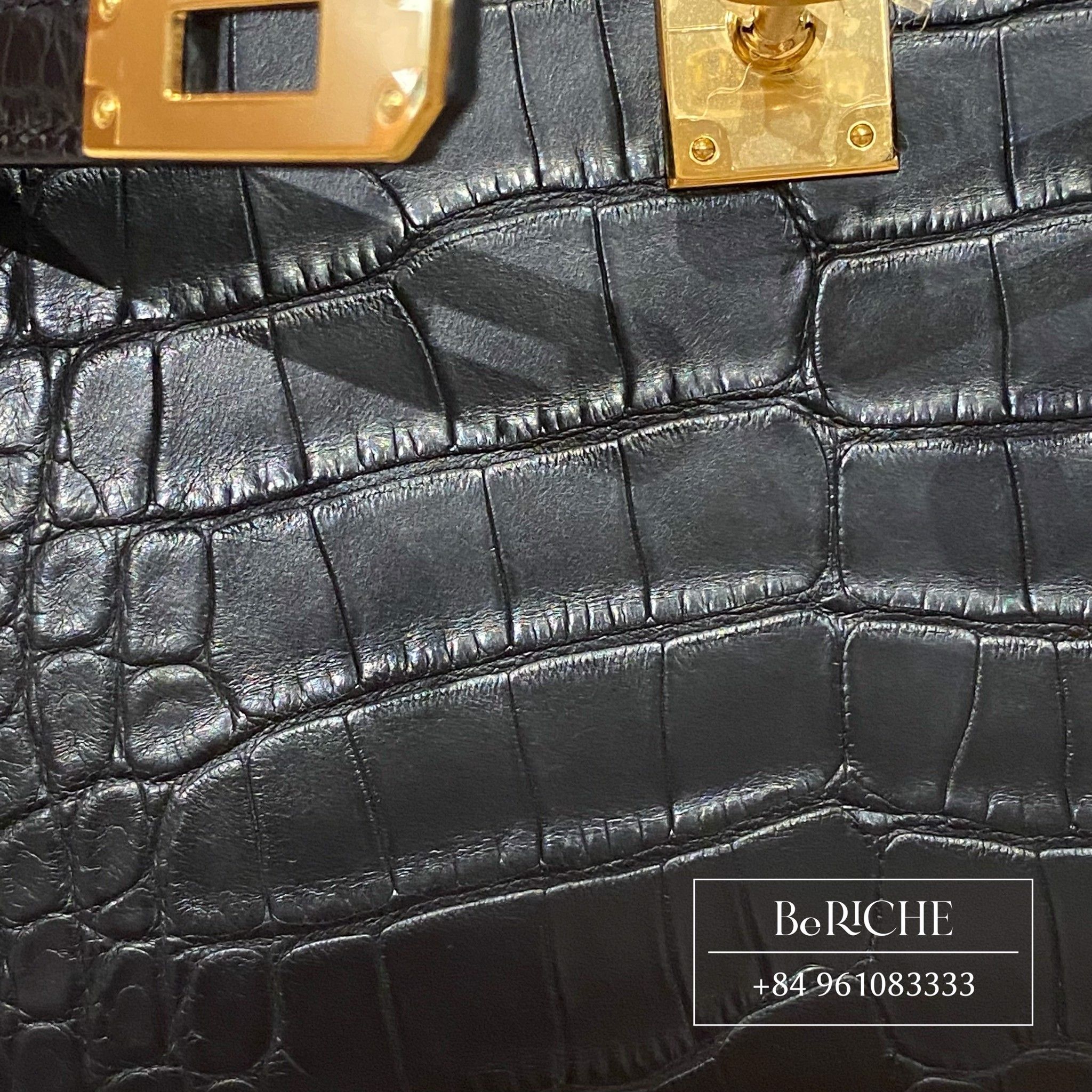 Kelly Mini K20 Crocodile Alligator Black Ghw