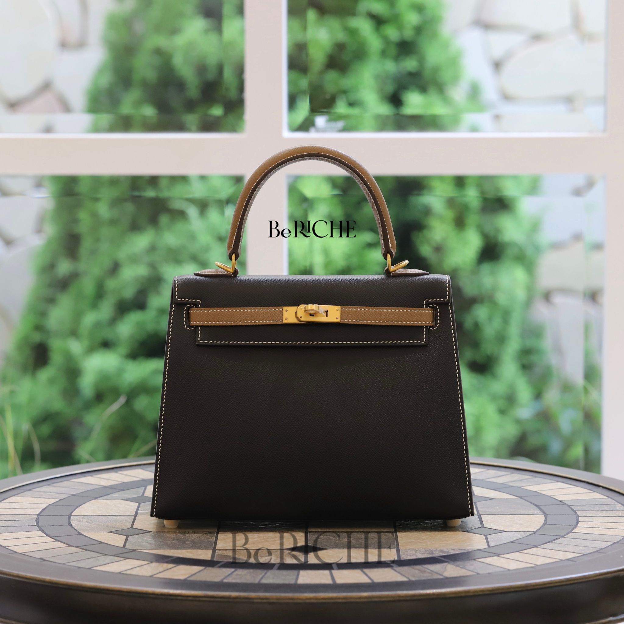 Kelly Hss K25 Epsom Bicolor (Noir Black/Etoupe)