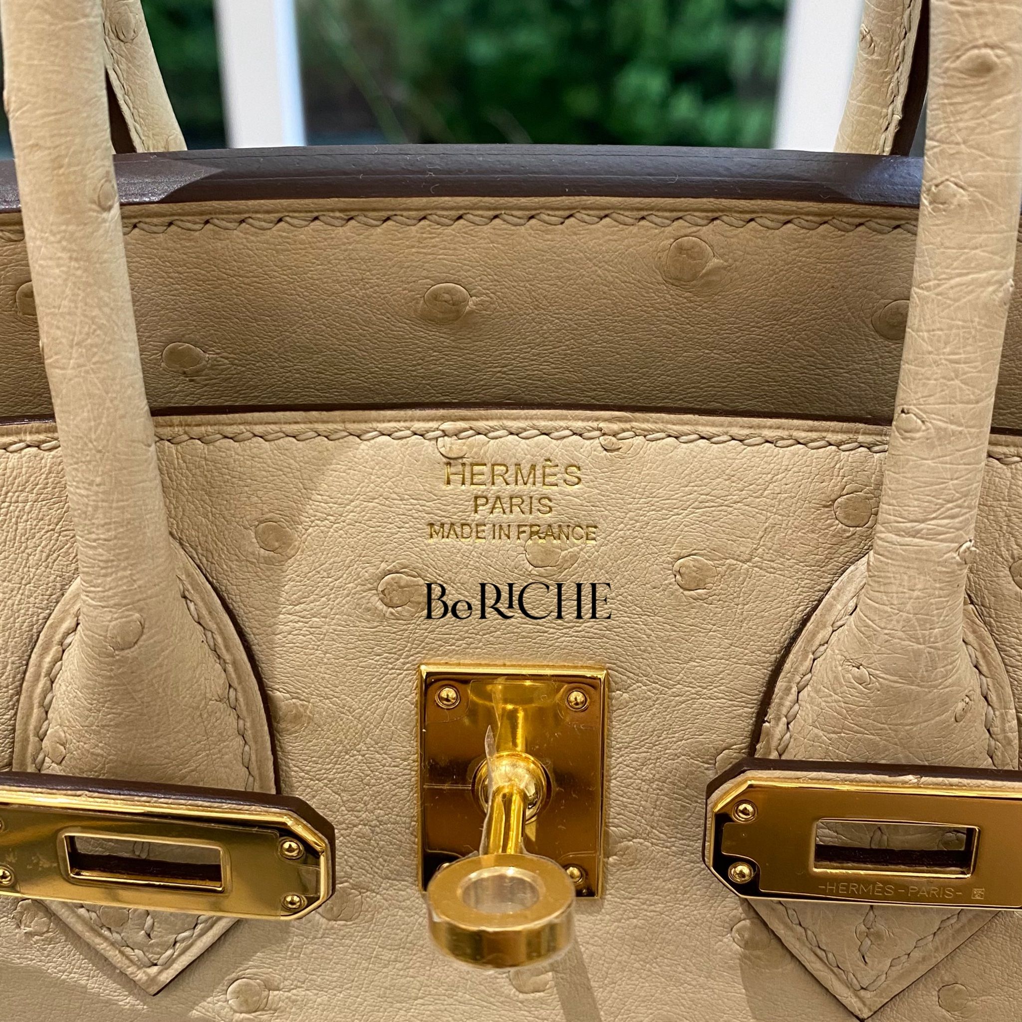 Birkin B25 Ostrich Parchemin GHW