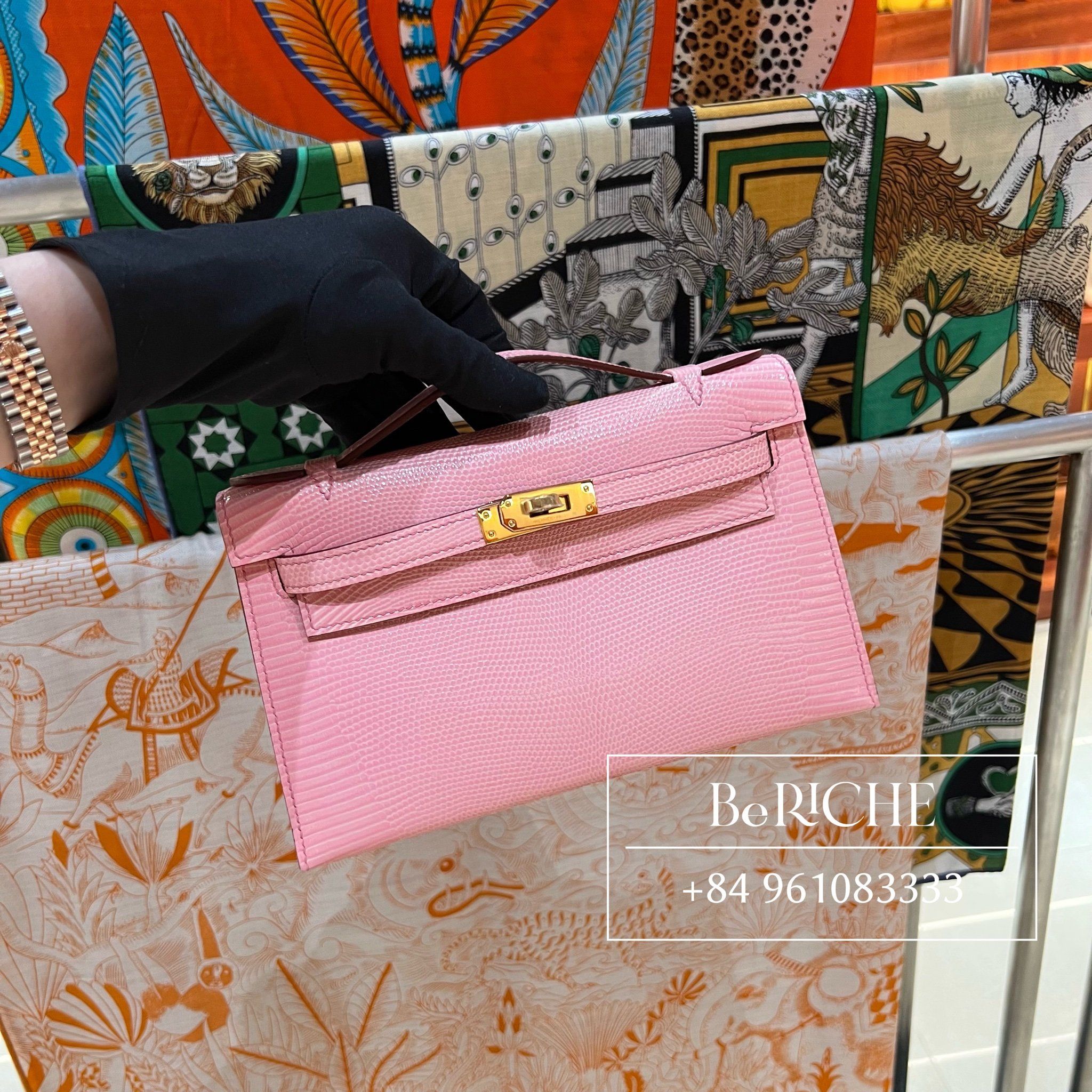 Kelly Pochette KP22 Lizard Pink GHW