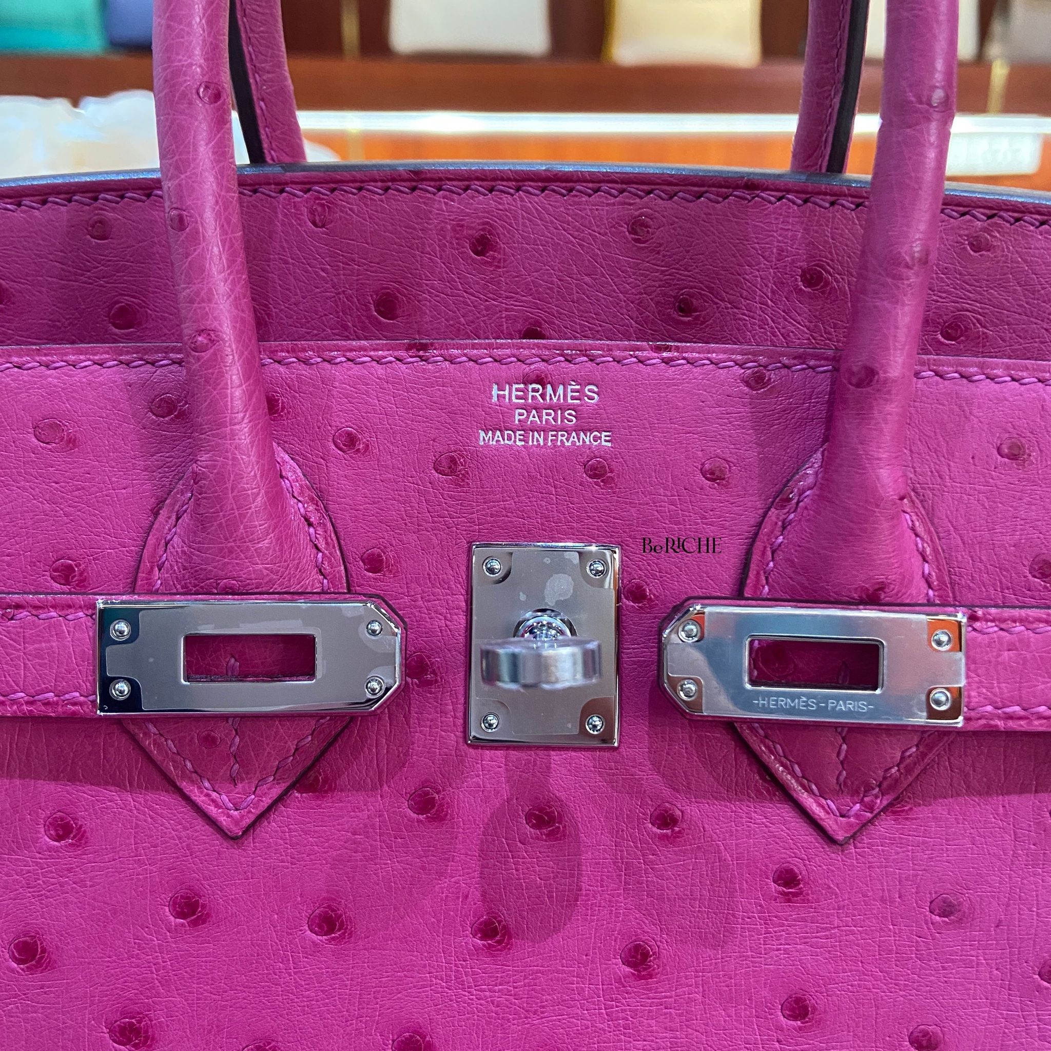 Birkin B25 Otrich Fuchsia PHW
