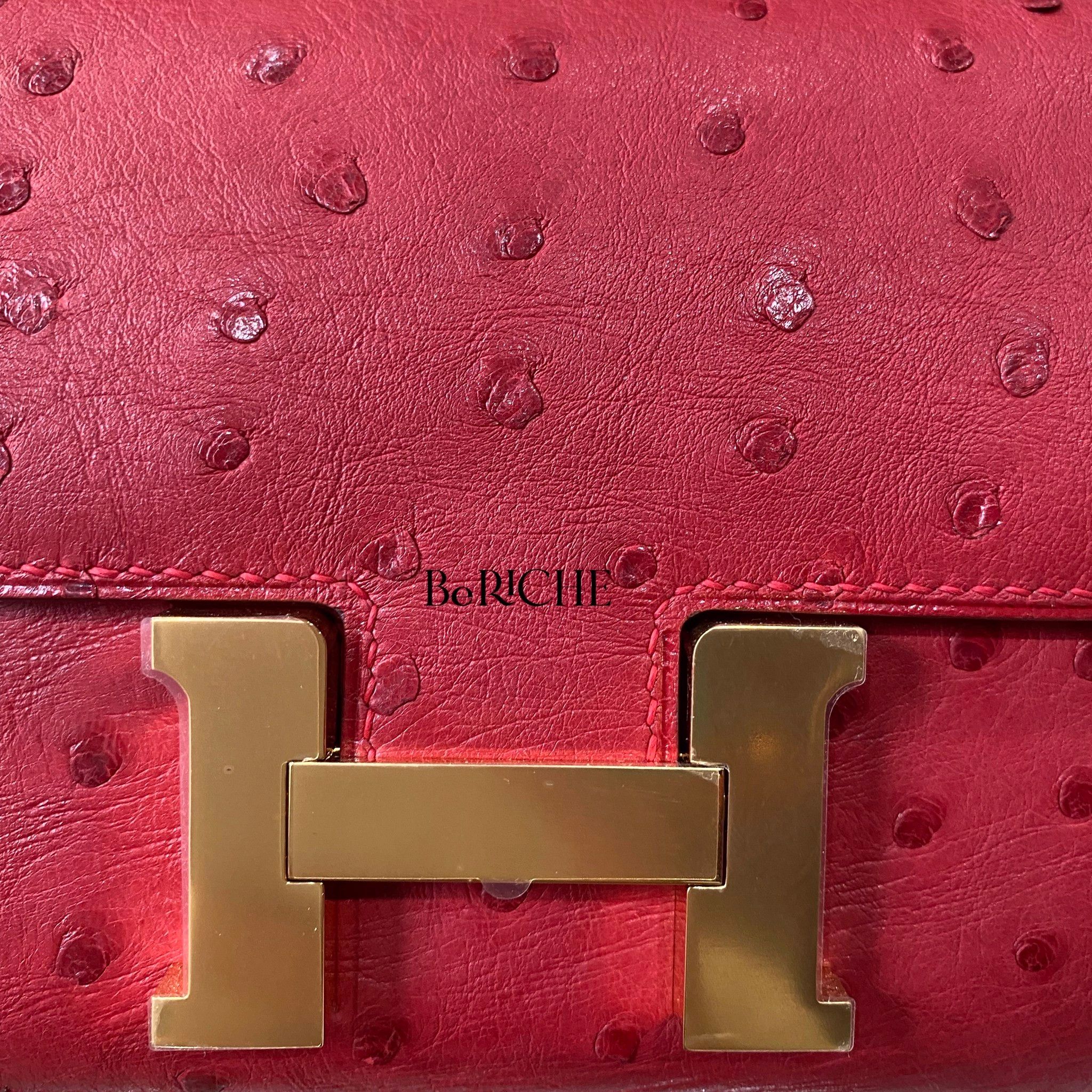 Constance 18 Ostrich Rouge Vif GHW