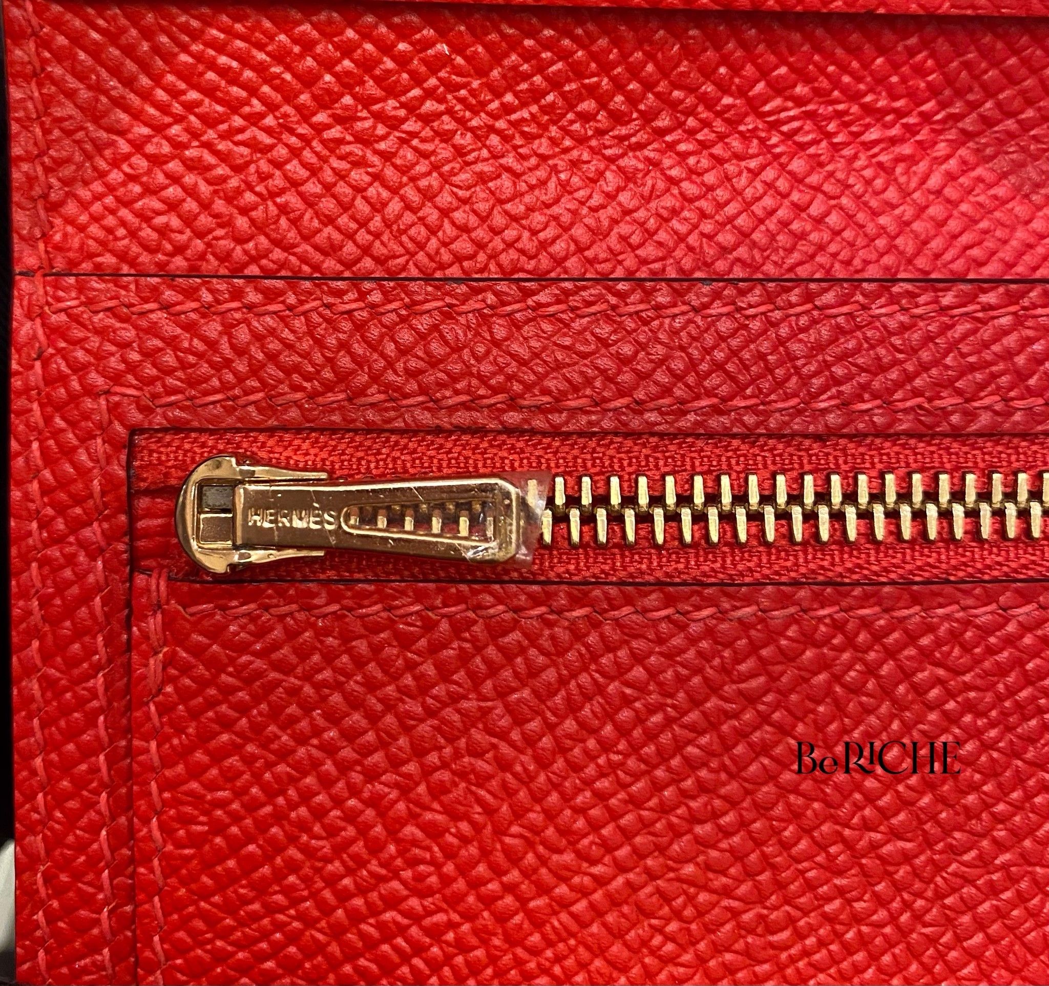 Hermes Wallet Bearn Compact Red GHW