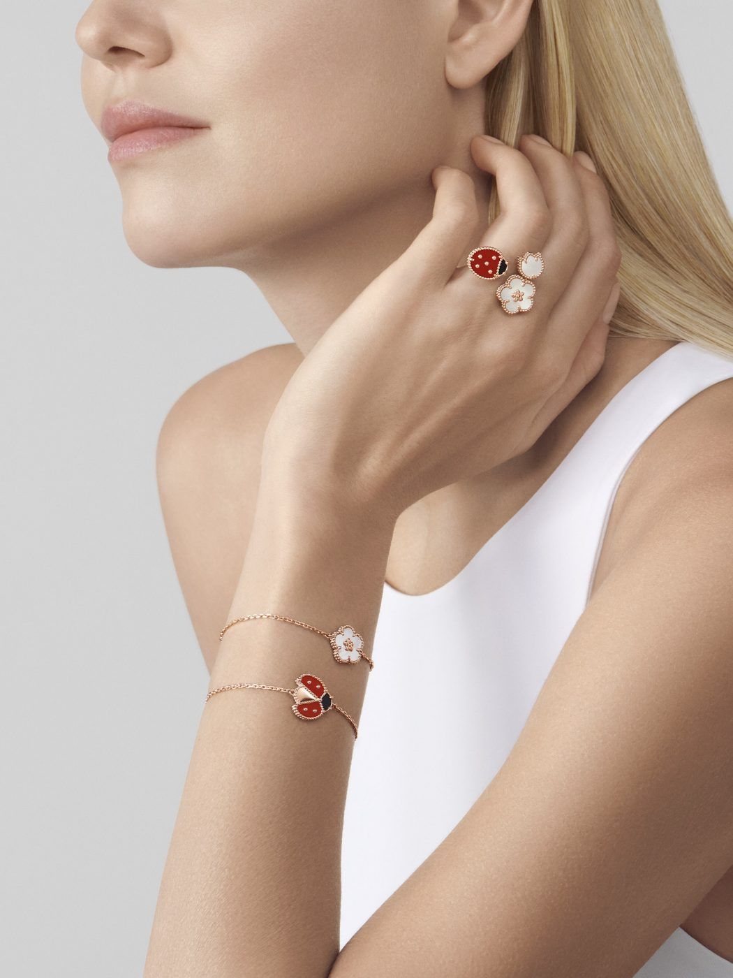 VCA Lucky Spring bracelet, open wings ladybug