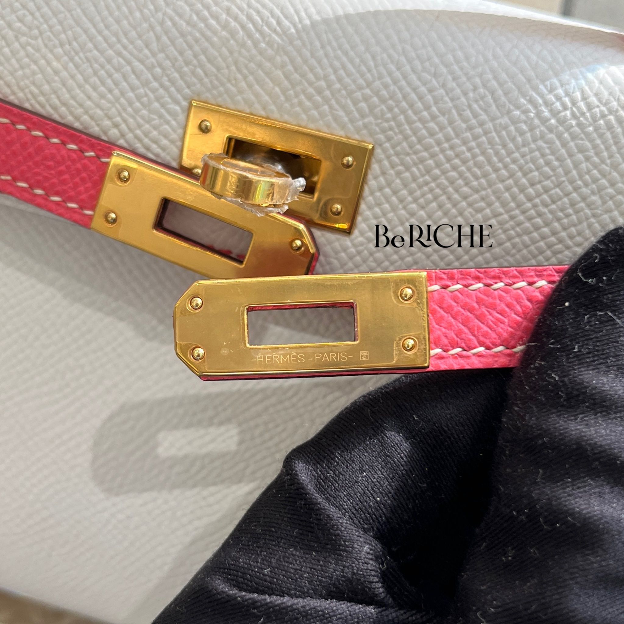 Kelly Mini Hss K20 Epsom Bicolor (Blanc/Rose Azalle)