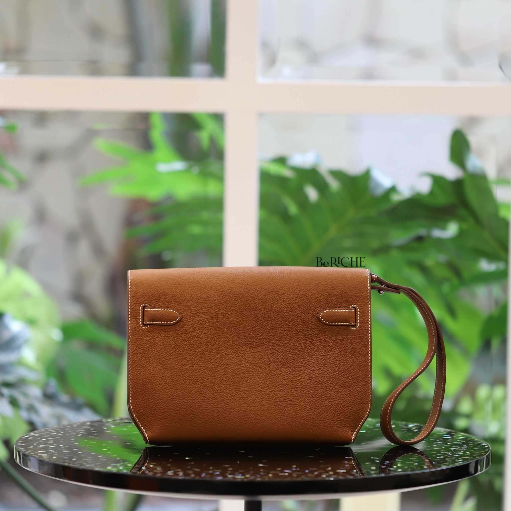 Kelly Depeches 25 Pouch Barenia Faubourg calfskin FAUVE PHW