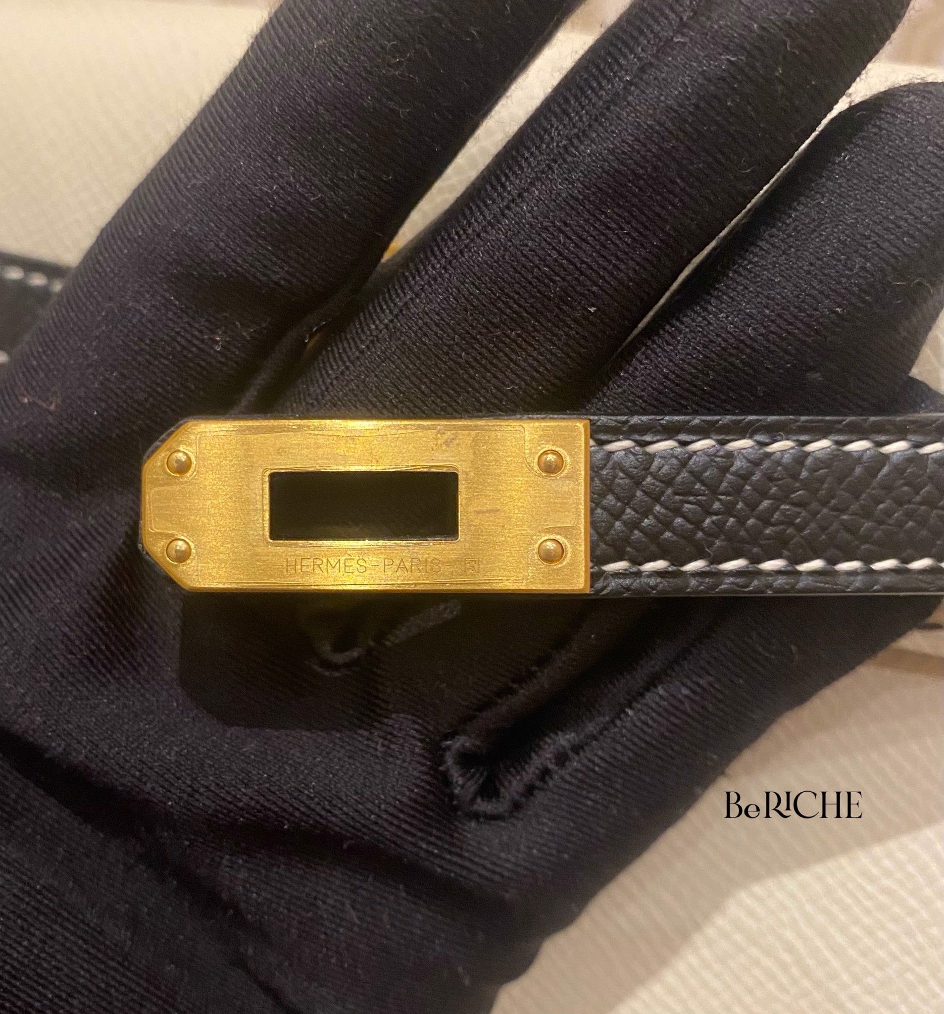 Kelly Hss K25 Epsom Bicolor (Craie/Black) GHW