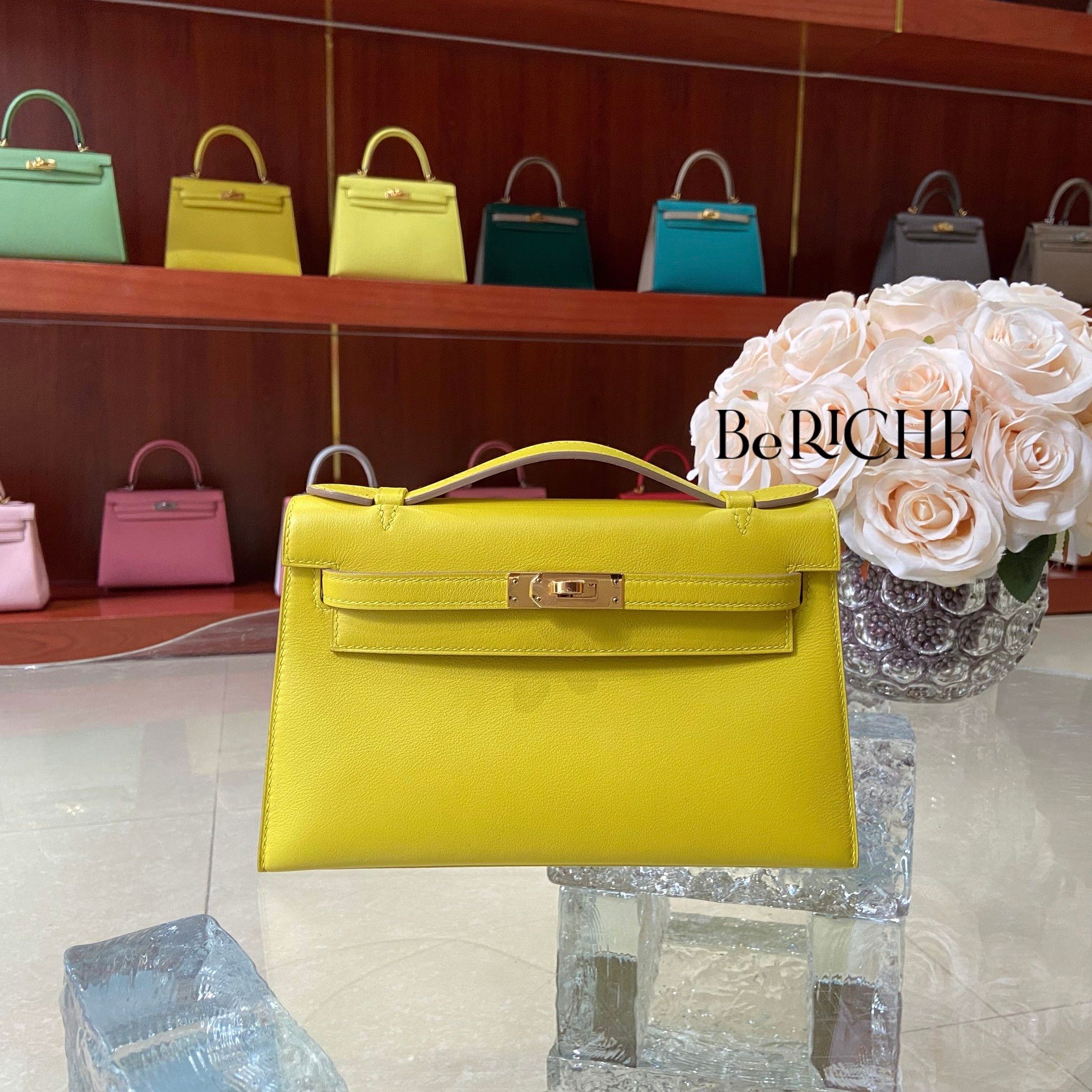Kelly Pochette KP22 Swift Leather Lime GHW