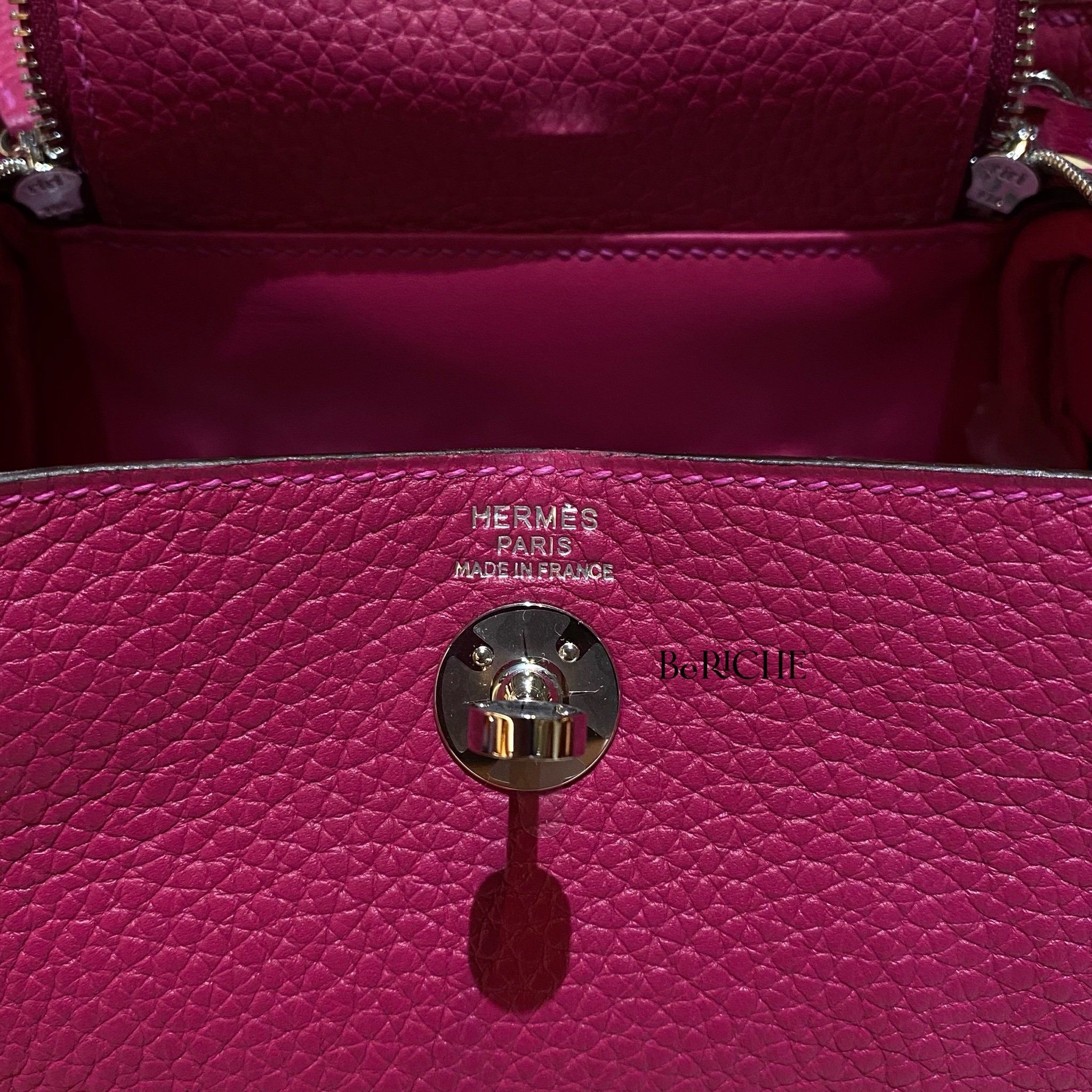 Mini Lindy 20 Clemence Leather Rose Shocking PHW