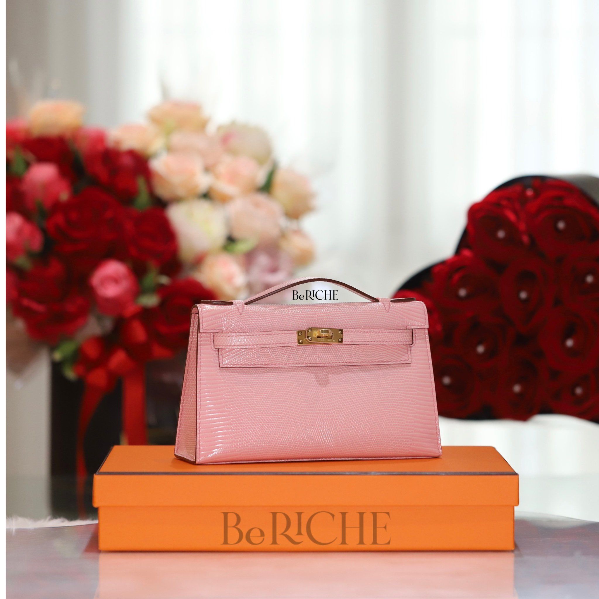 Kelly Pochette KP22 Lizard Pink GHW