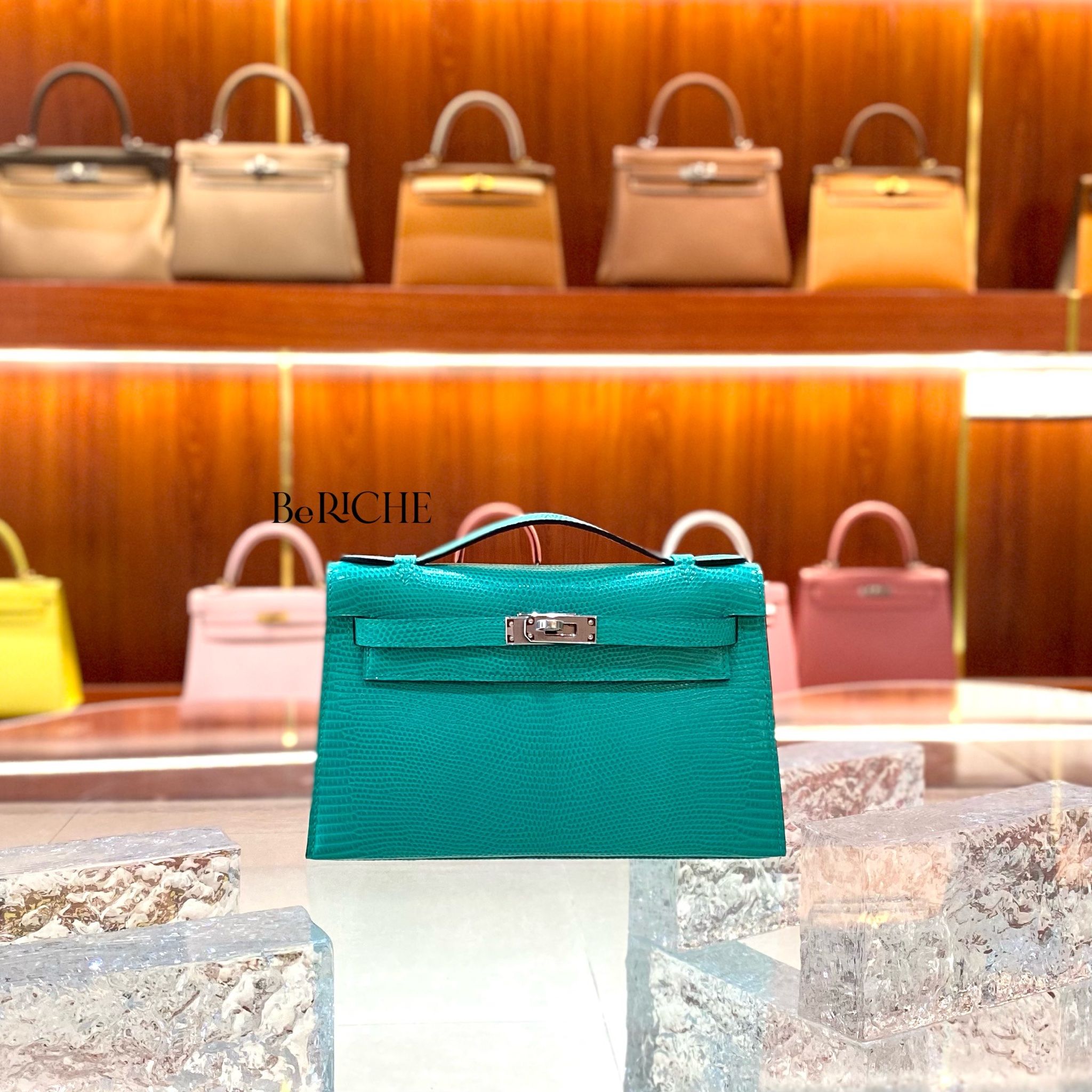 Kelly Pochette KP22 Lizard Menthe PHW