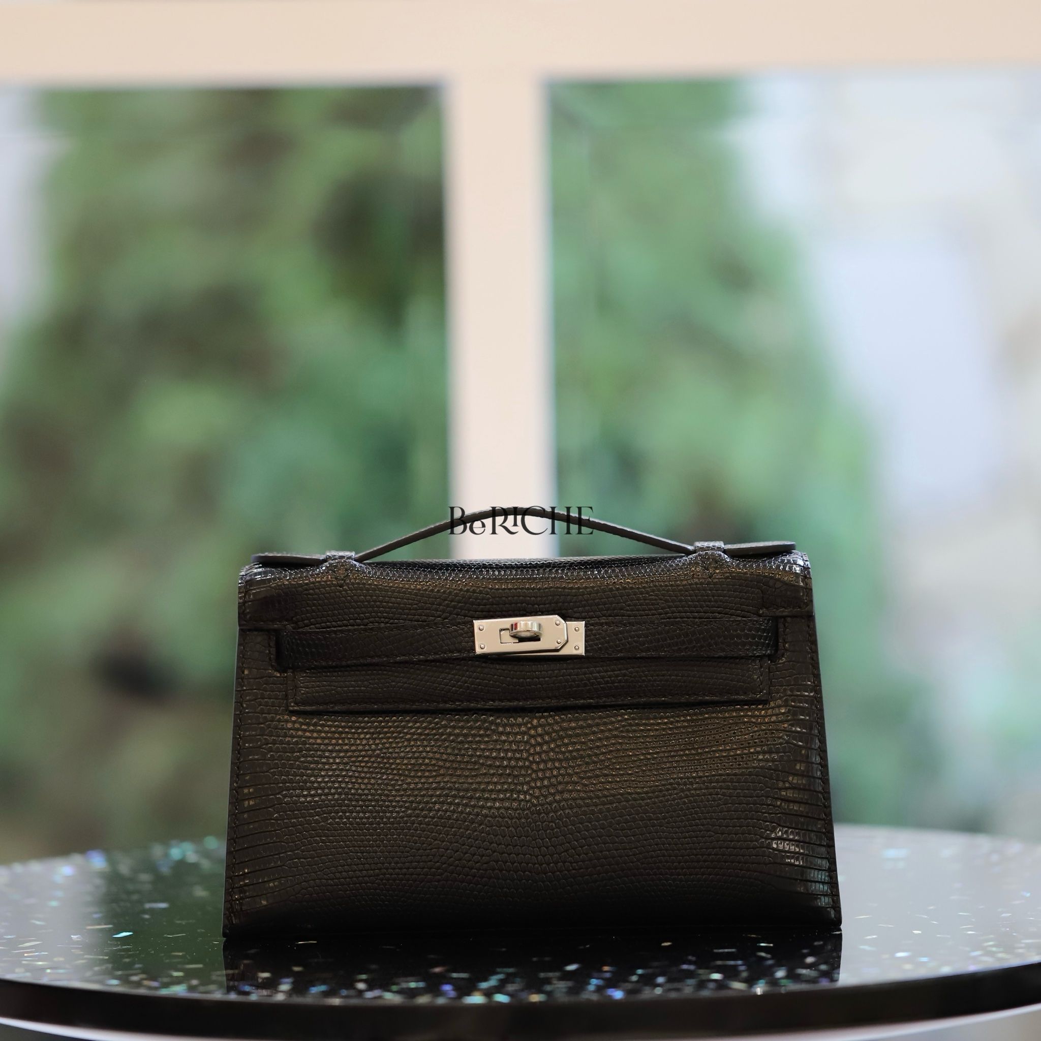 Kelly Pochette KP22 Lizard Fushia Black PHW