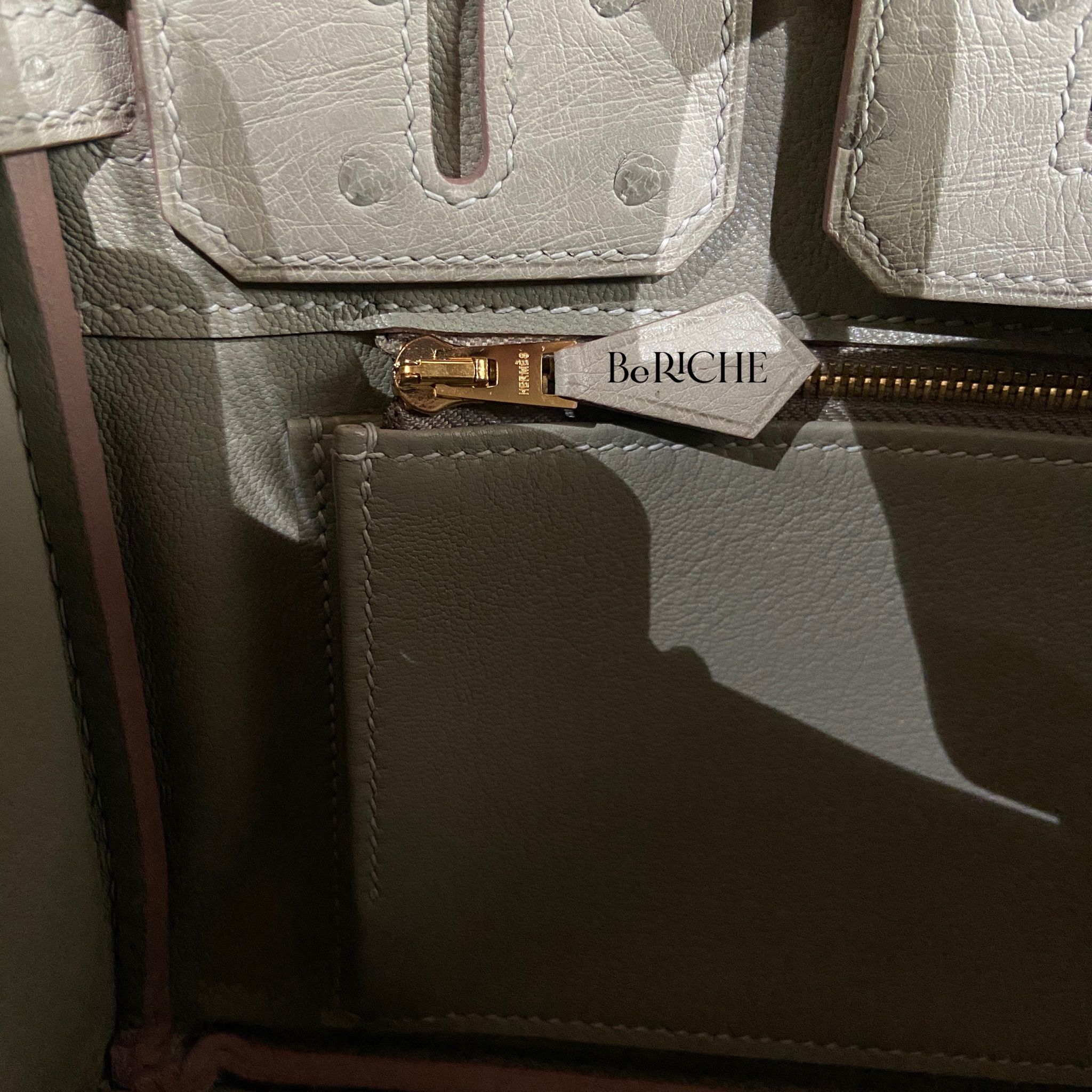 Birkin B25 Ostrich Gris GHW