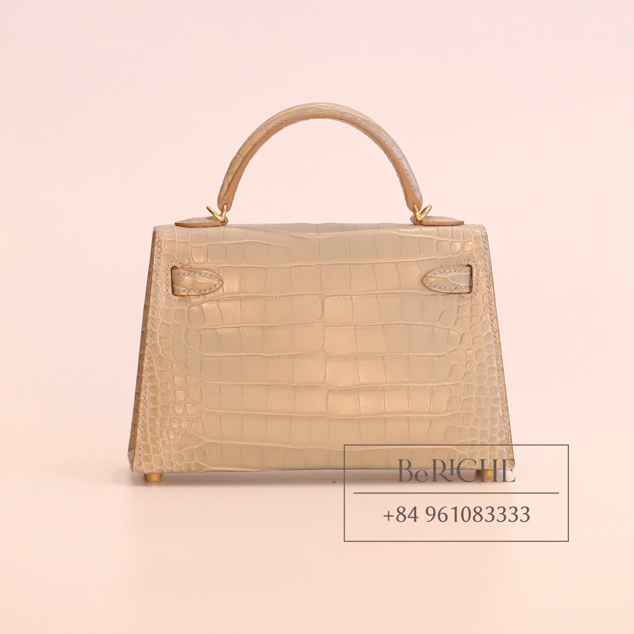 Kelly Mini K20 Crocodile Gris Perle GHW